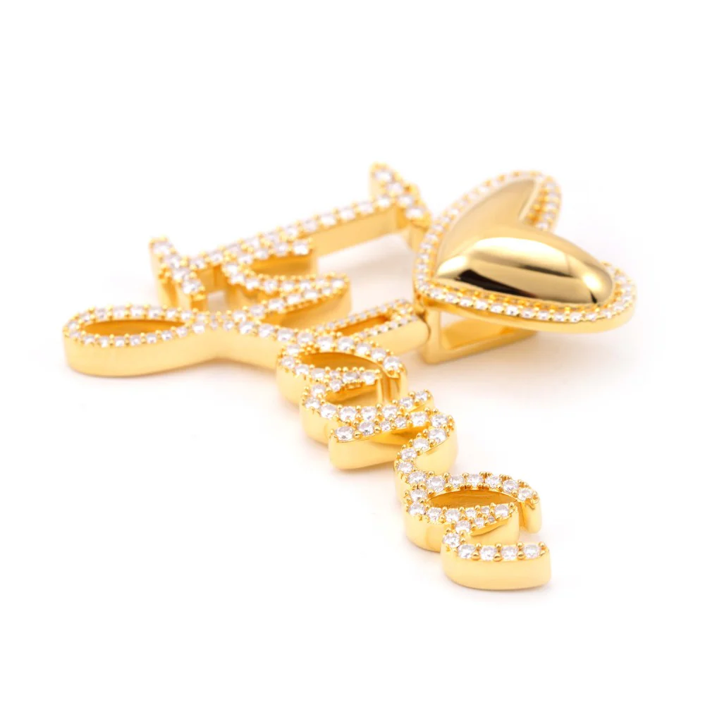 "Iyana" Custom Cursive Letters Pendant 14K Gold - Image 4
