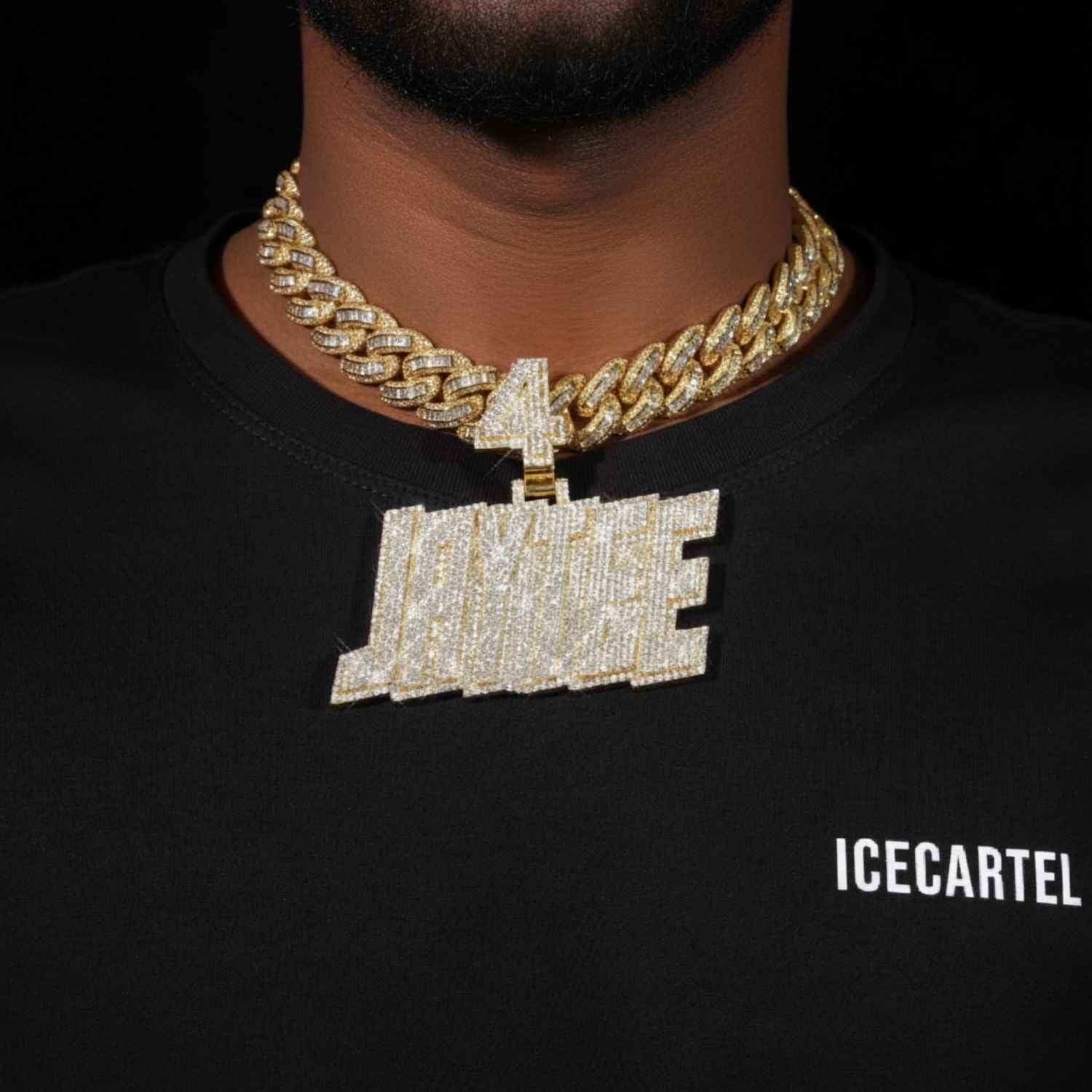 "JAYTEE 4" Custom Name Moissanite Pendant 14K Gold - Image 2
