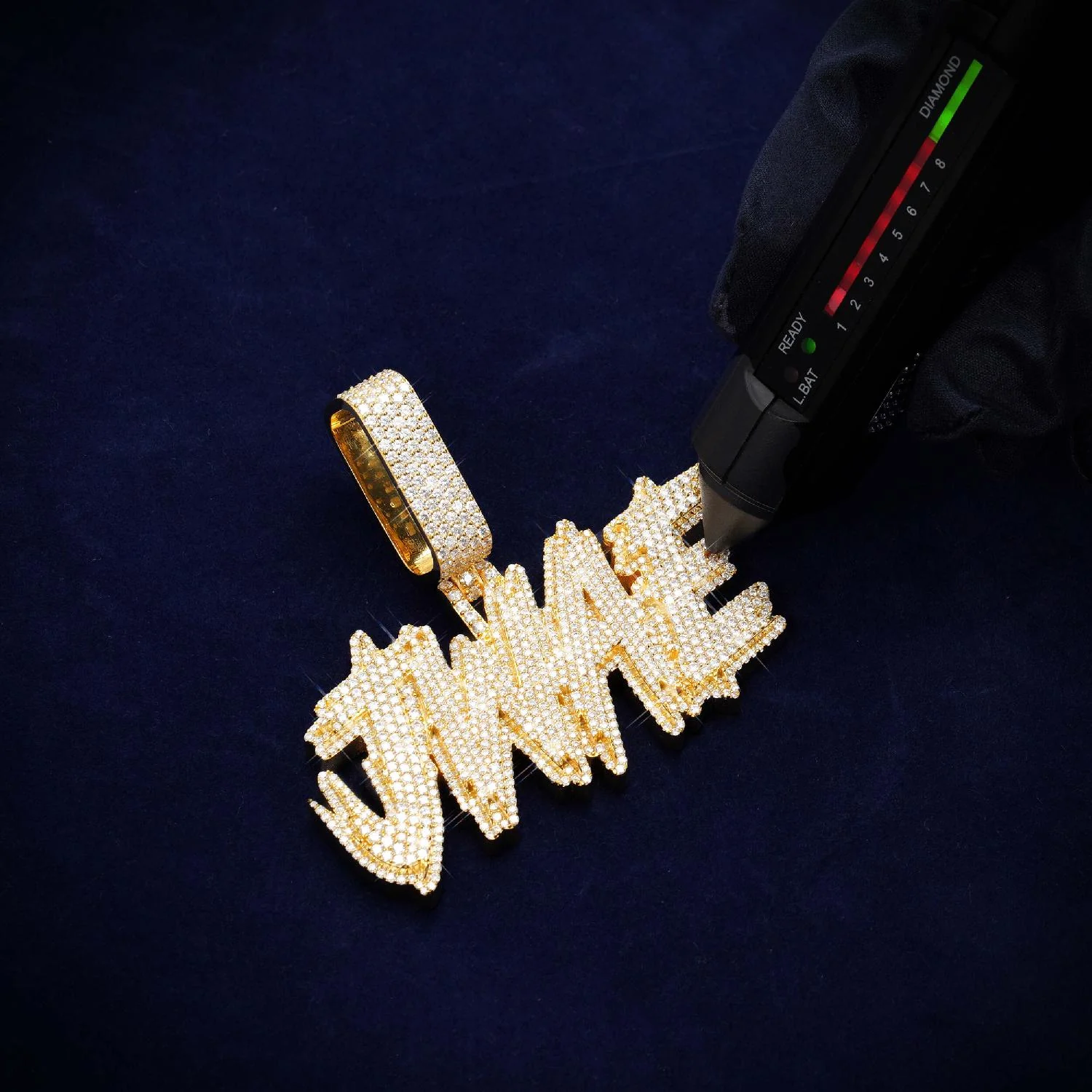 "JWAE" Custom Moissanite Name Pendant 14K Gold - Image 4