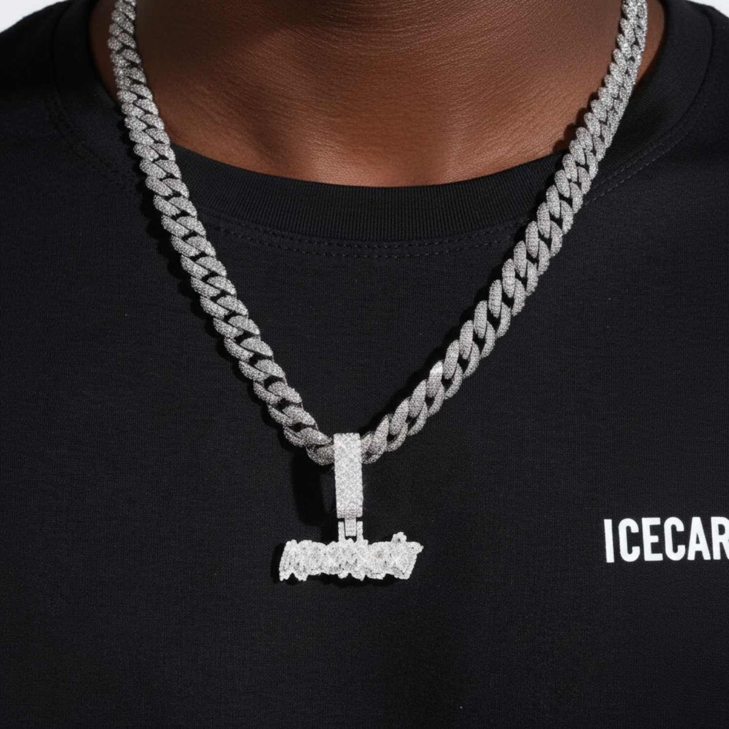 "LIL MOOMGNG" Custom Moissanite Name Pendant 14K Gold - Image 2