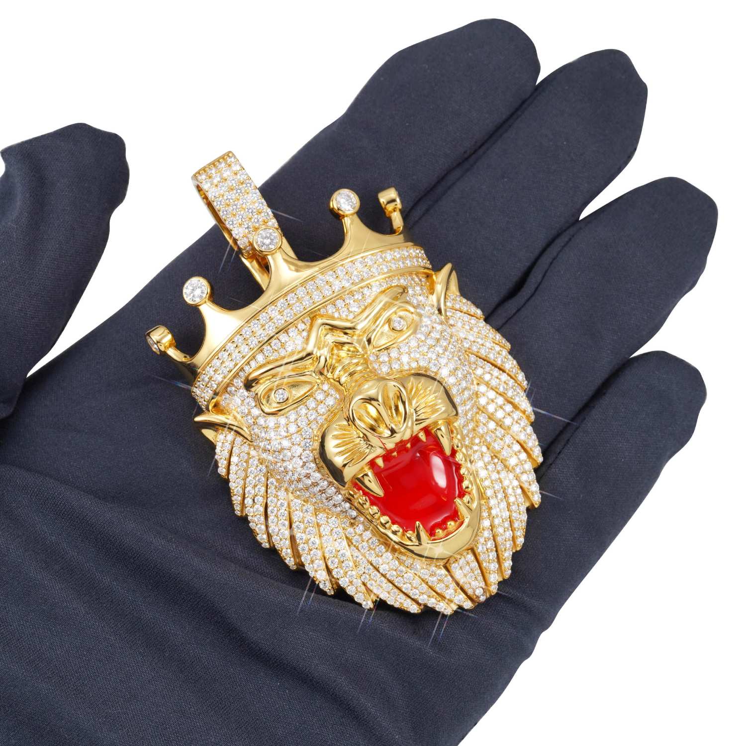 "LION KING" Custom Moissanite Logo Pendant 14K Gold - Image 4