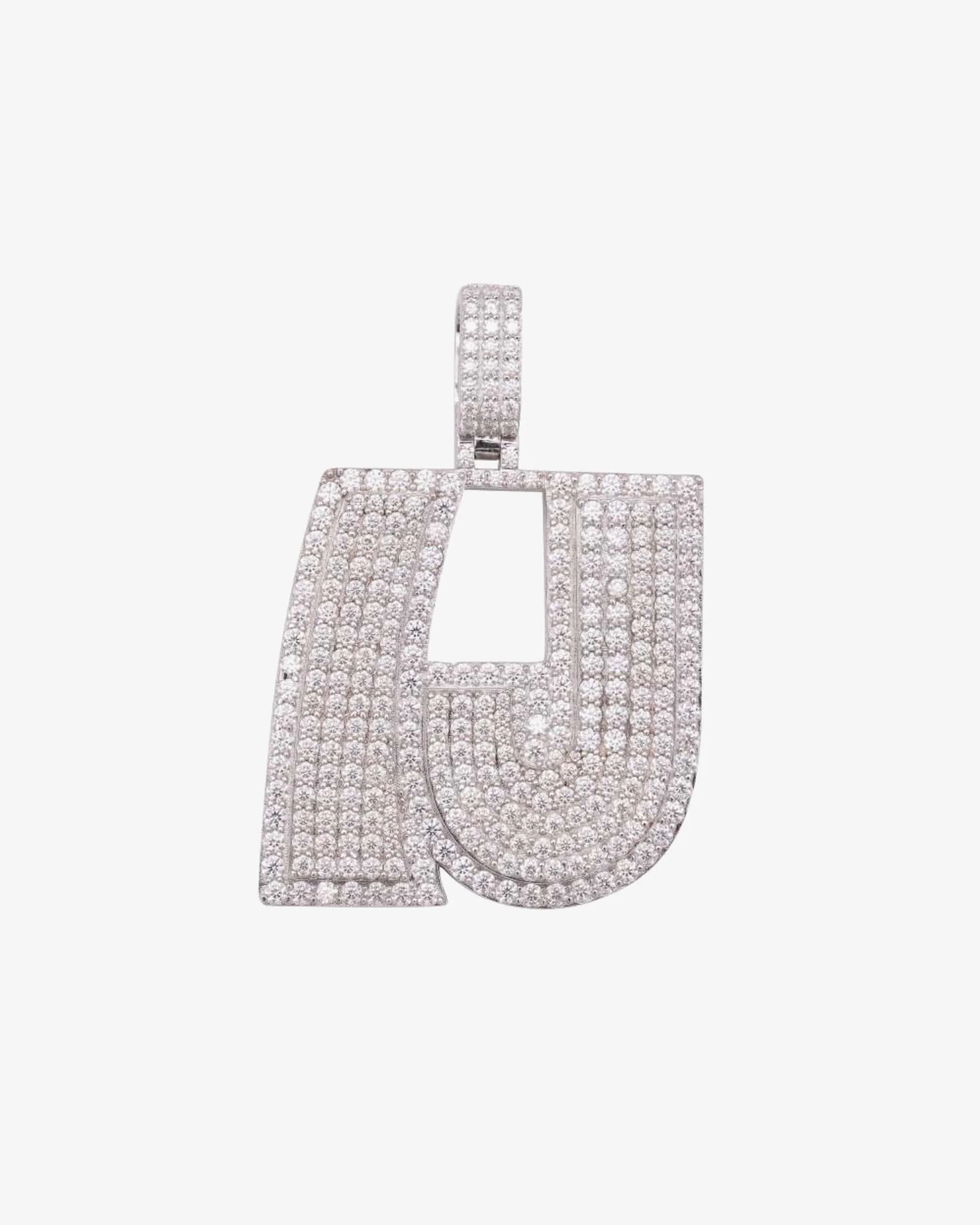 "LJ" Custom Moissanite Pendant 14K White Gold