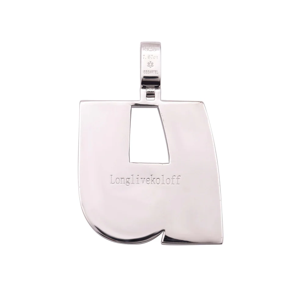 "LJ" Custom Moissanite Pendant 14K White Gold - Image 2