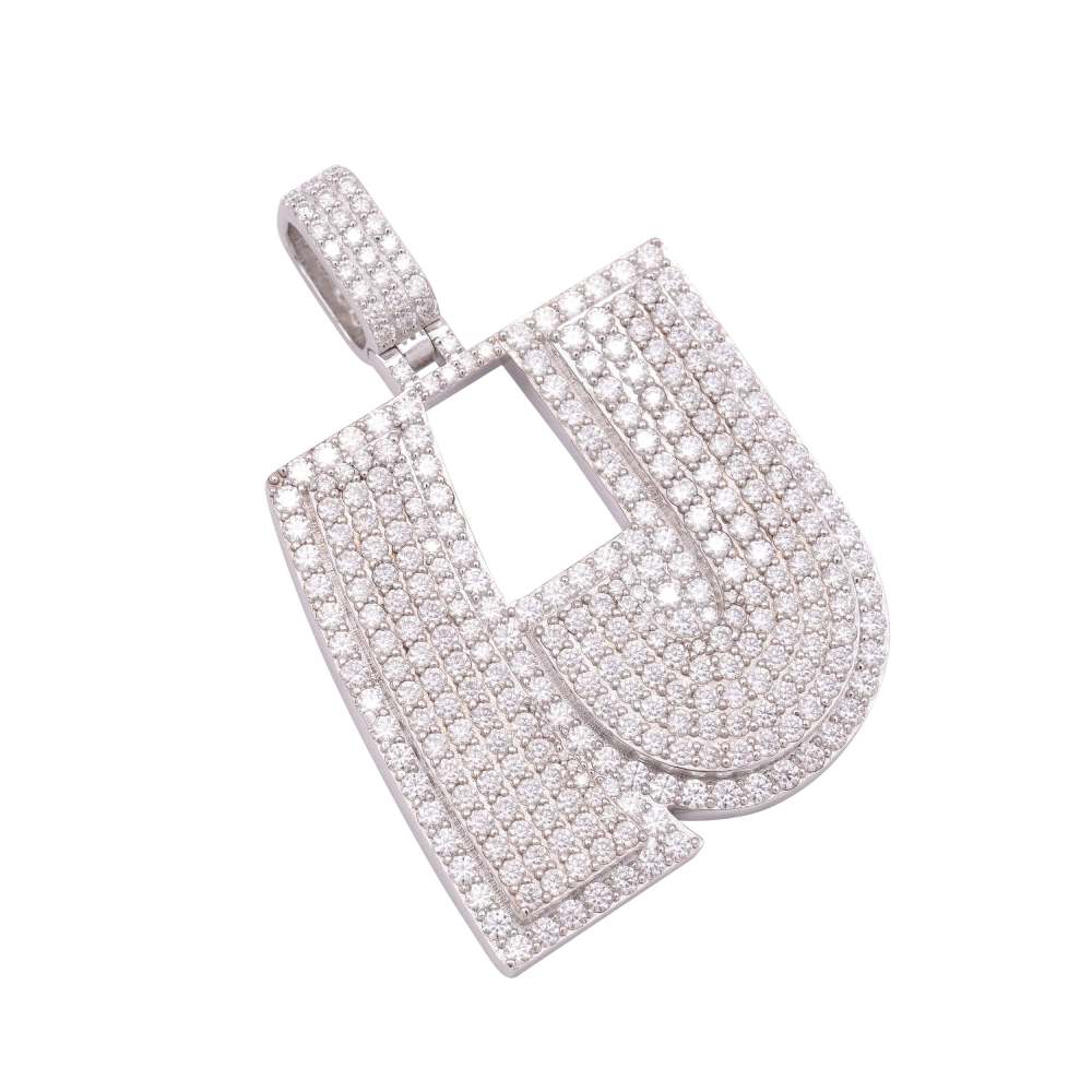 "LJ" Custom Moissanite Pendant 14K White Gold - Image 4