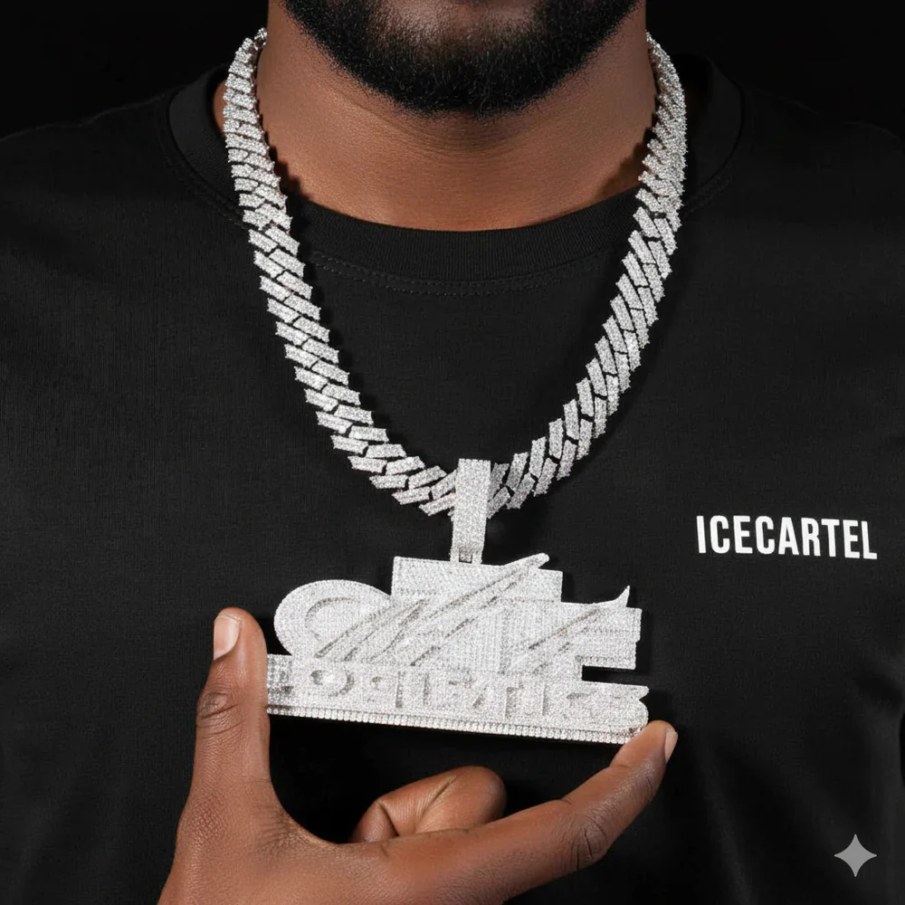 "logistics" Custom Moissanite Pendant 14K Gold - Image 2