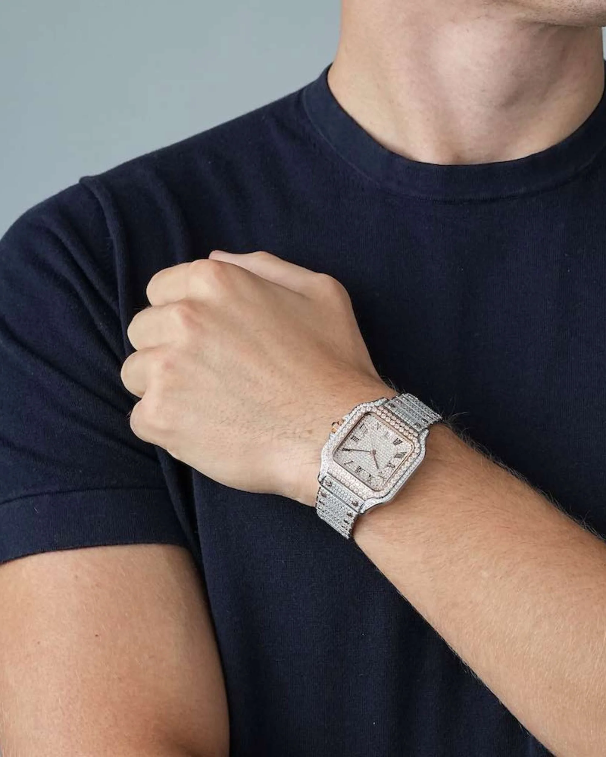 Men's VVS Moissanite Watch | 42MM | 16CT Bust Down | 14K Rose Gold - Image 3