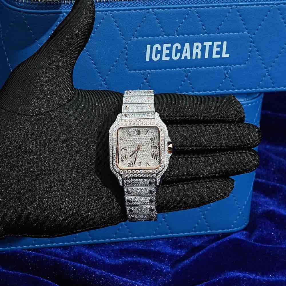 Men's VVS Moissanite Watch | 42MM | 16CT Bust Down | 14K Rose Gold - Image 4