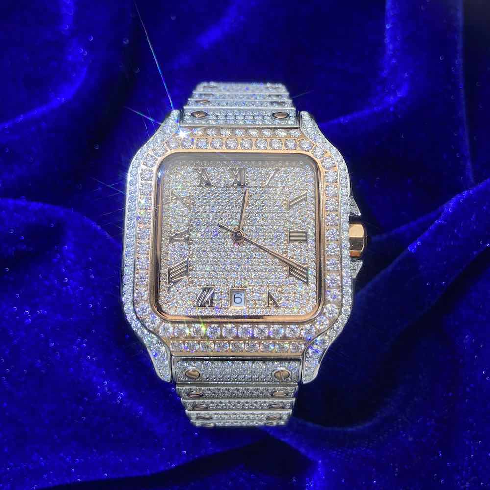 Men's VVS Moissanite Watch | 42MM | 16CT Bust Down | 14K Rose Gold - Image 6