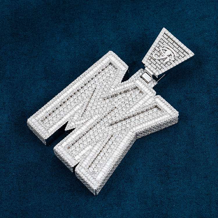 "MK" Custom Moissanite Pendant 14K Gold - Image 3