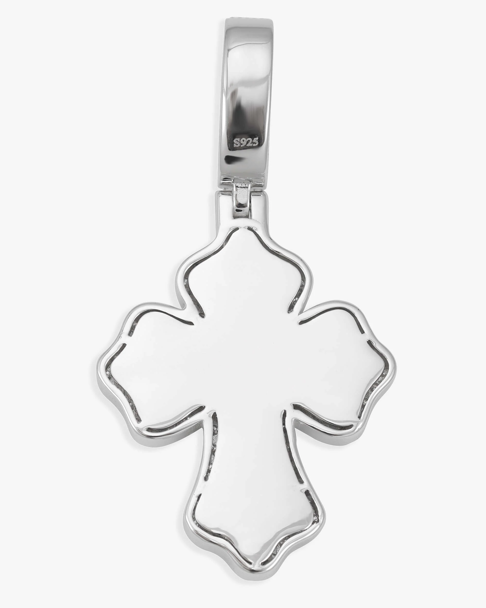 Moissanite Baguette Cross Pendant 14K Gold - Image 3