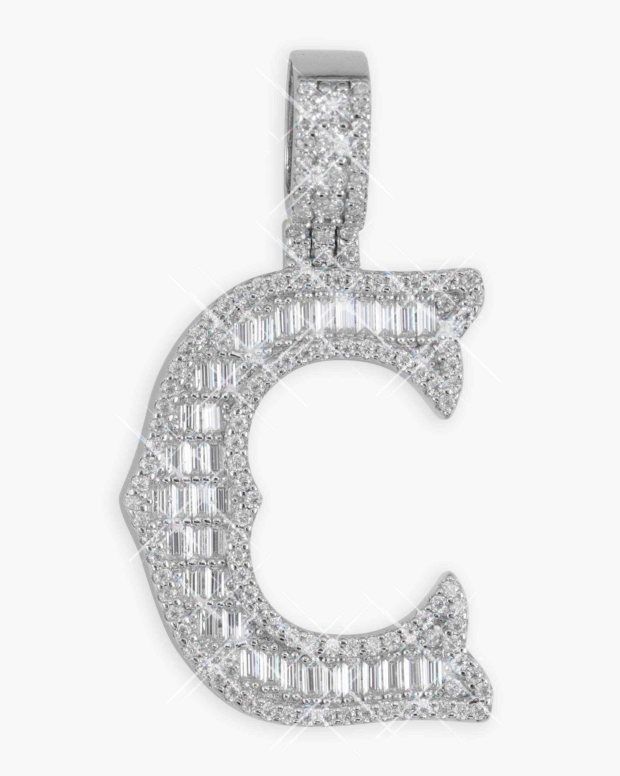 Moissanite Baguette Letter "C" Pendant