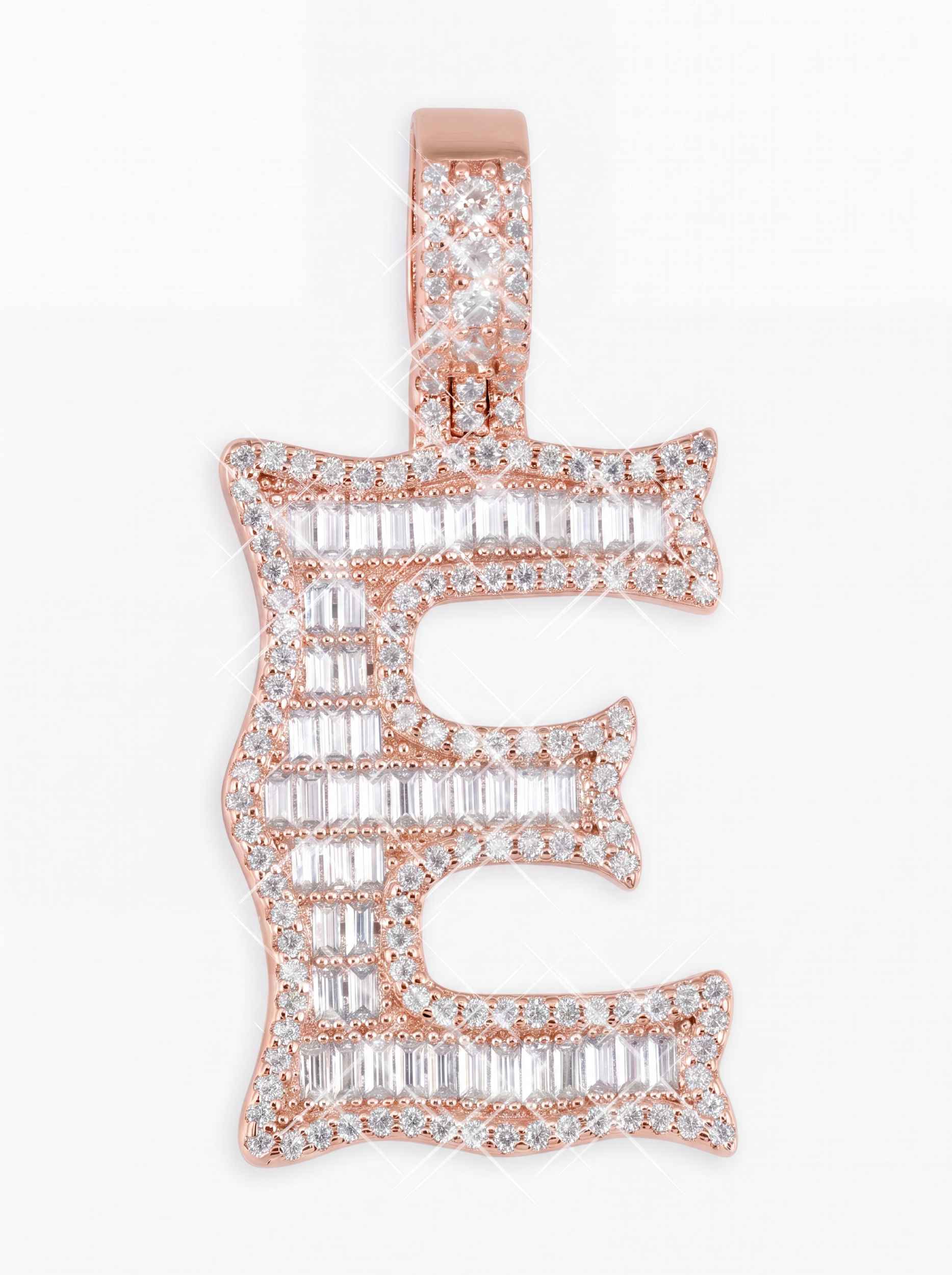 Moissanite Baguette Letter "E" Pendant - Image 11