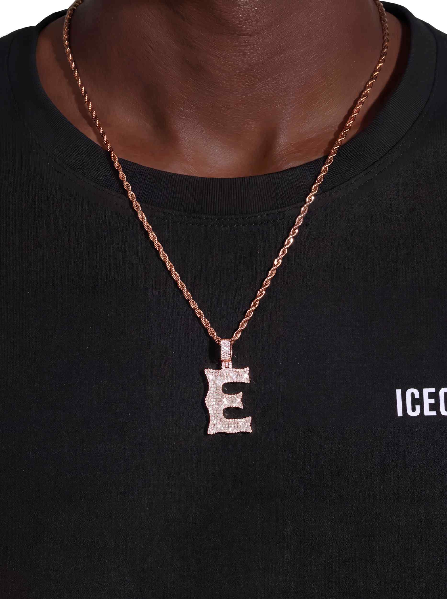 Moissanite Baguette Letter "E" Pendant - Image 12