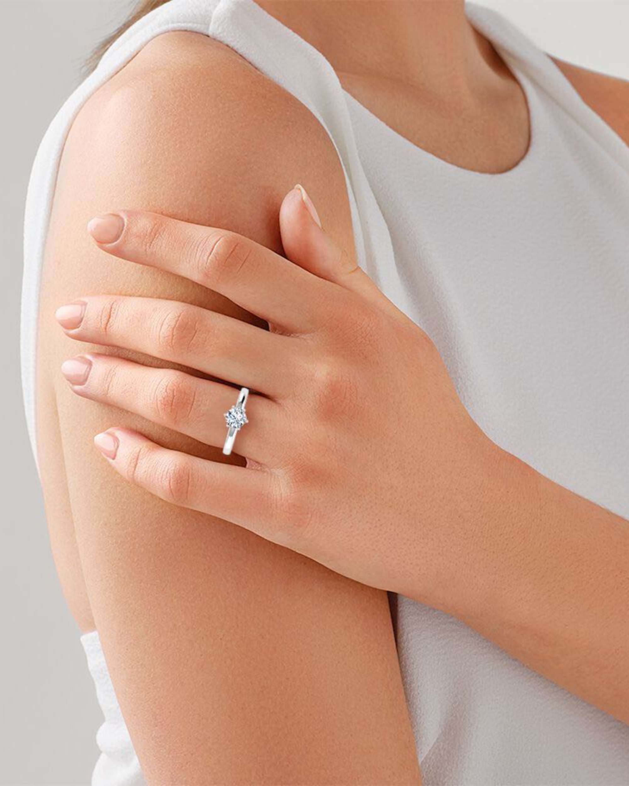 Moissanite Brilliant Solitaire Engagement Ring - Image 8
