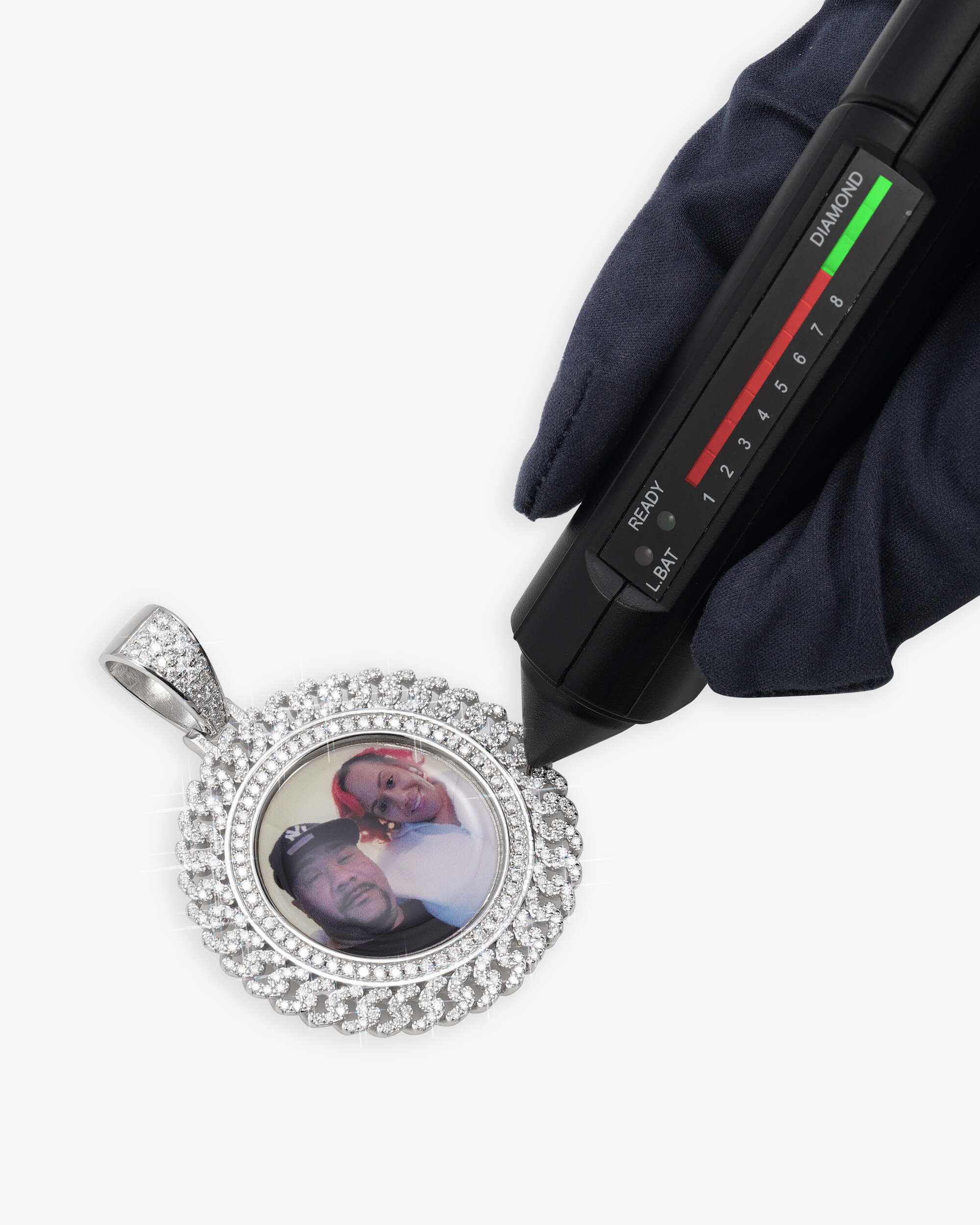 Moissanite Circle Cuban Photo Pendant - Image 4
