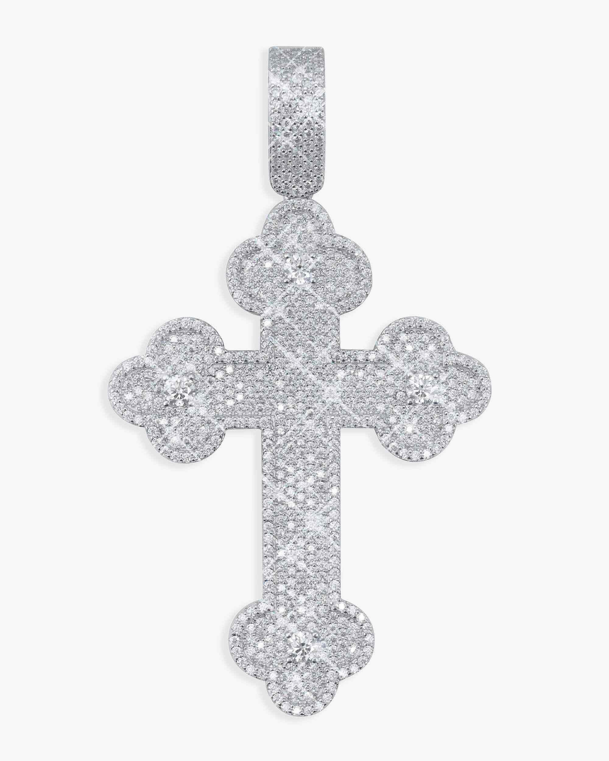 Moissanite Clover Cross Pendant 14K Gold
