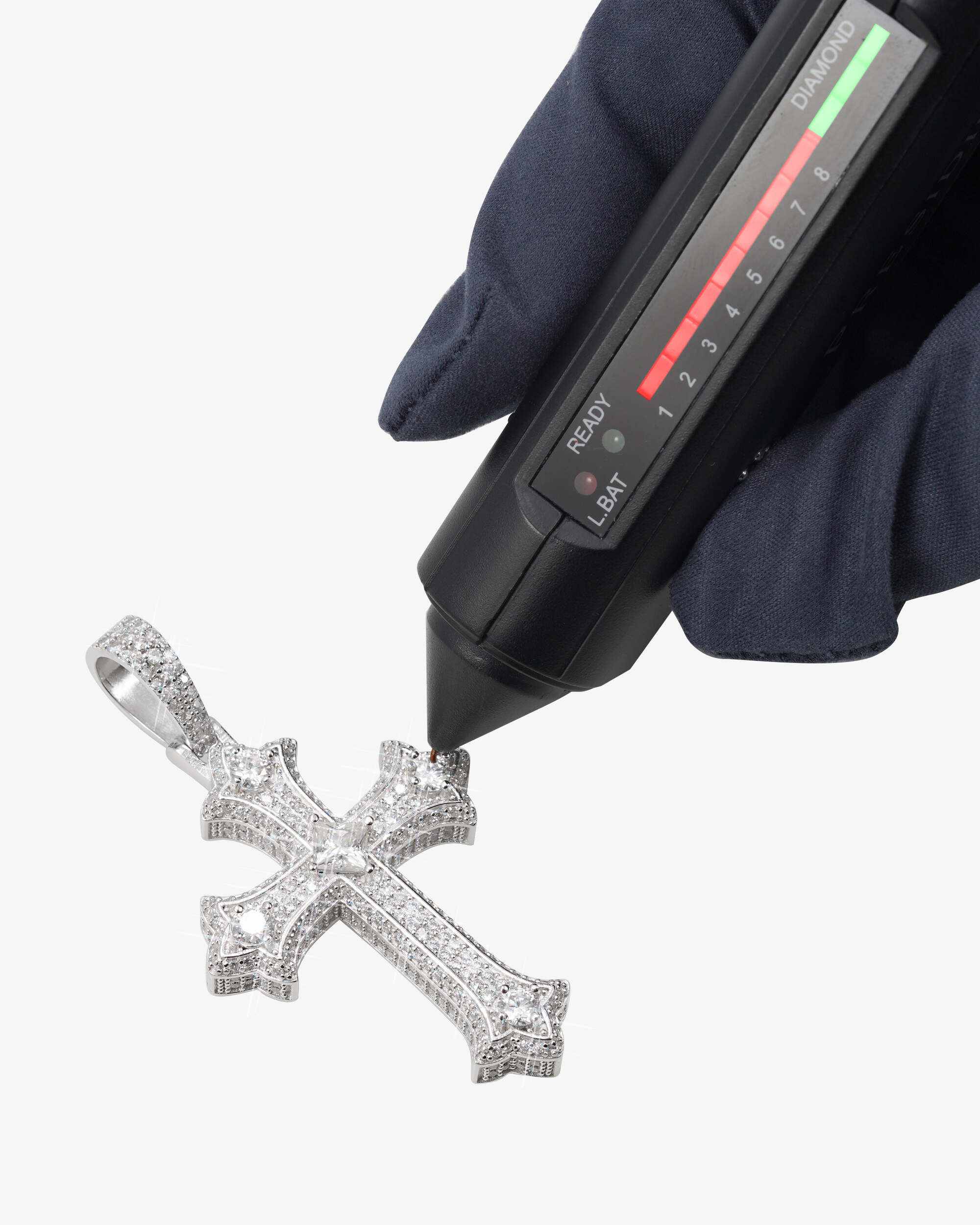 Moissanite Cross Pendant 14K Gold - Image 5