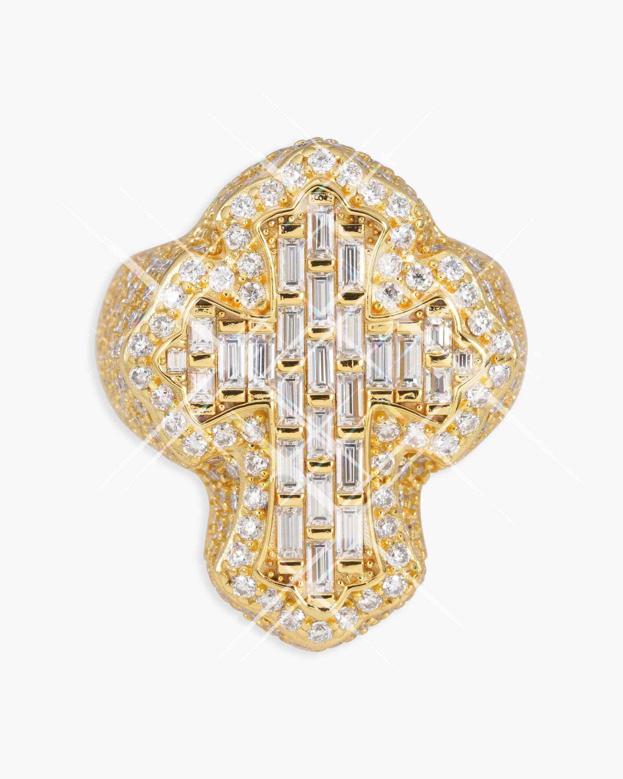 Moissanite Fleur Cross Ring 14K Gold - Image 10