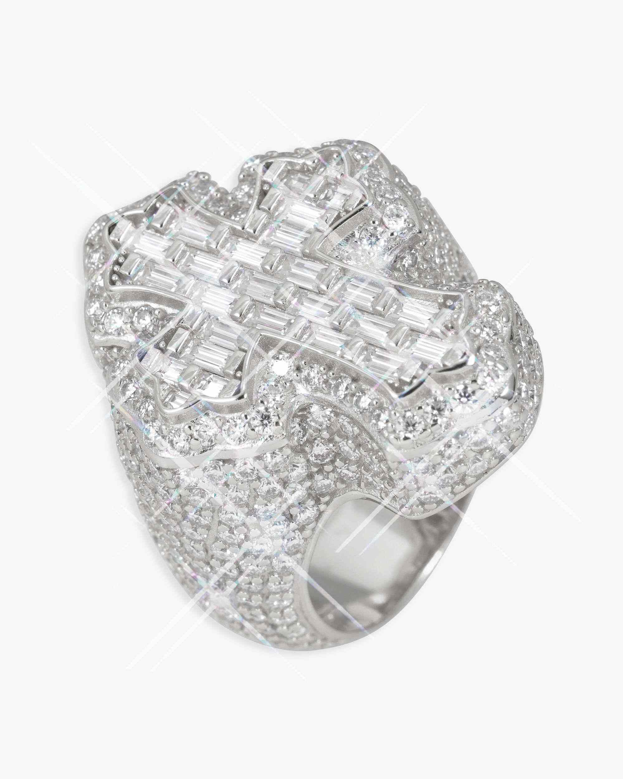Moissanite Fleur Cross Ring 14K Gold - Image 8