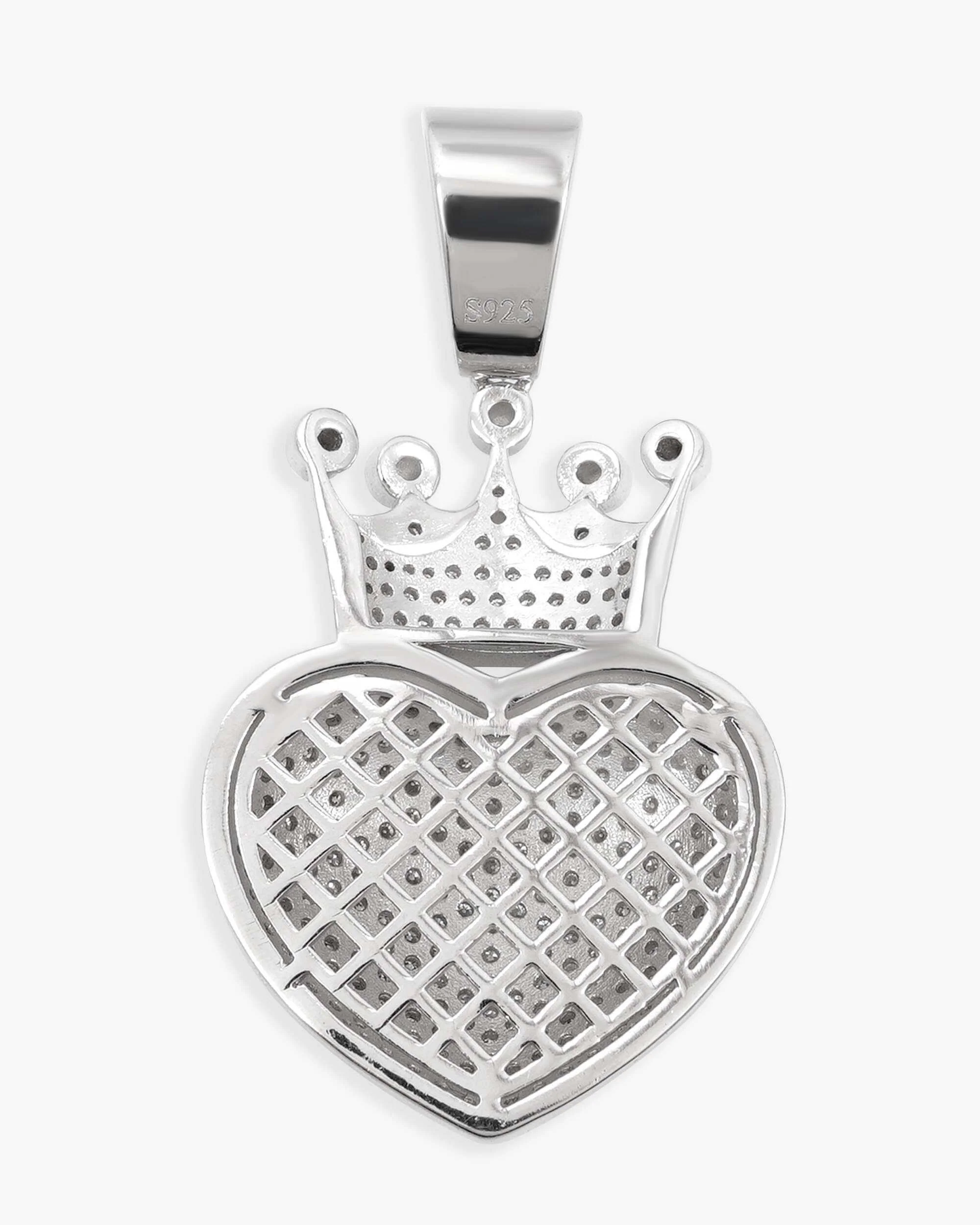 Moissanite Crowned Heart Pendant 14K Gold - Image 3