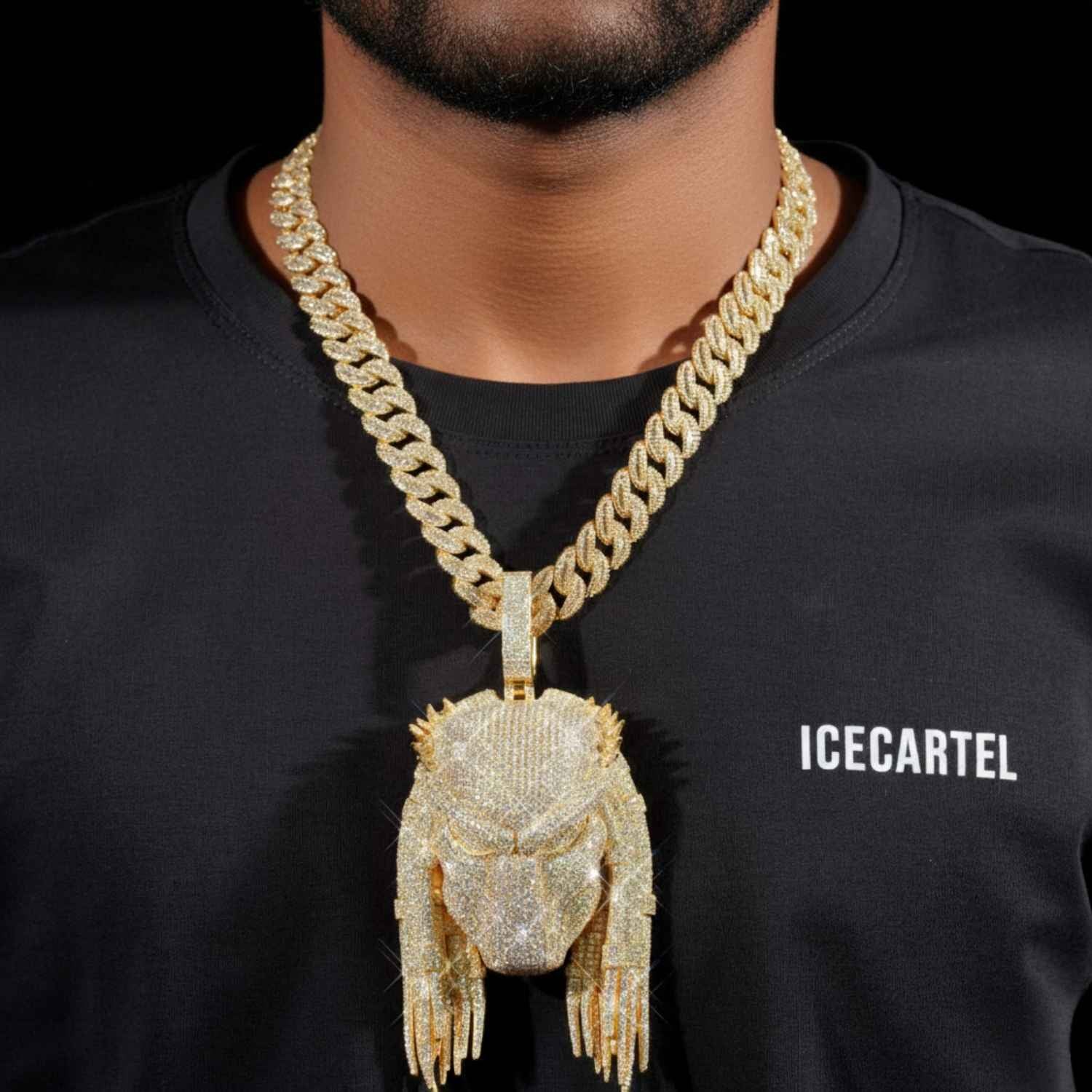 Moissanite Custom Predator Pendant 14K Gold - Image 2