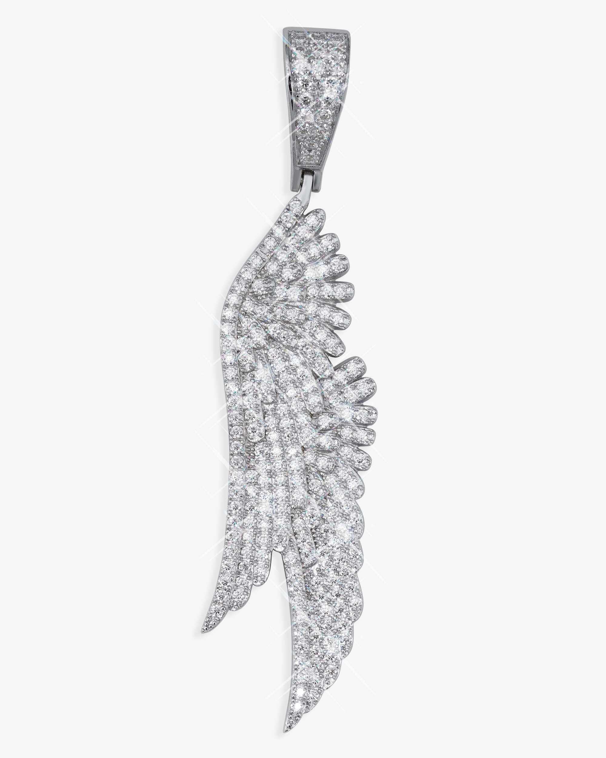 Moissanite Feather Pendant 14K Gold