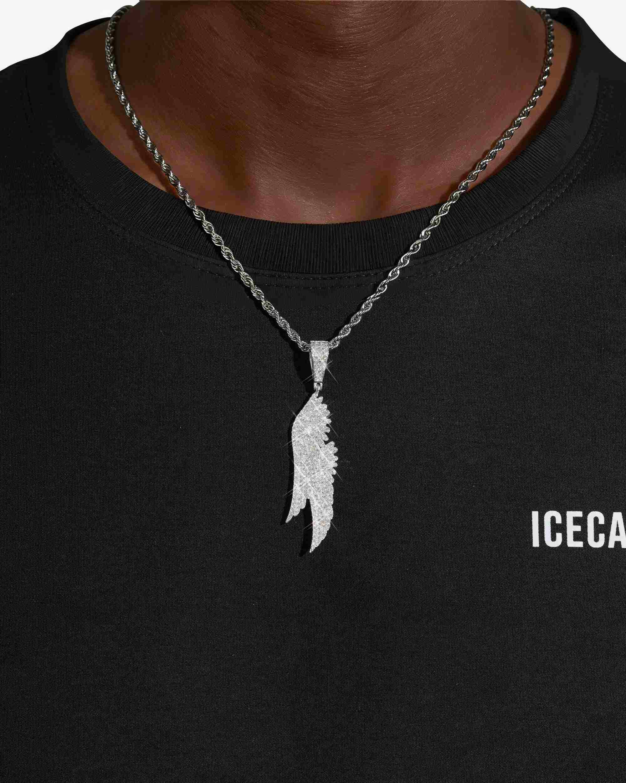 Moissanite Feather Pendant 14K Gold - Image 2