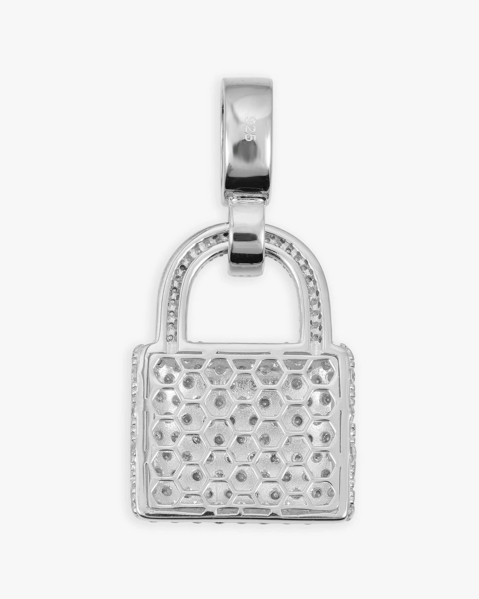 Moissanite Padlock Pendant 14K Gold - Image 4