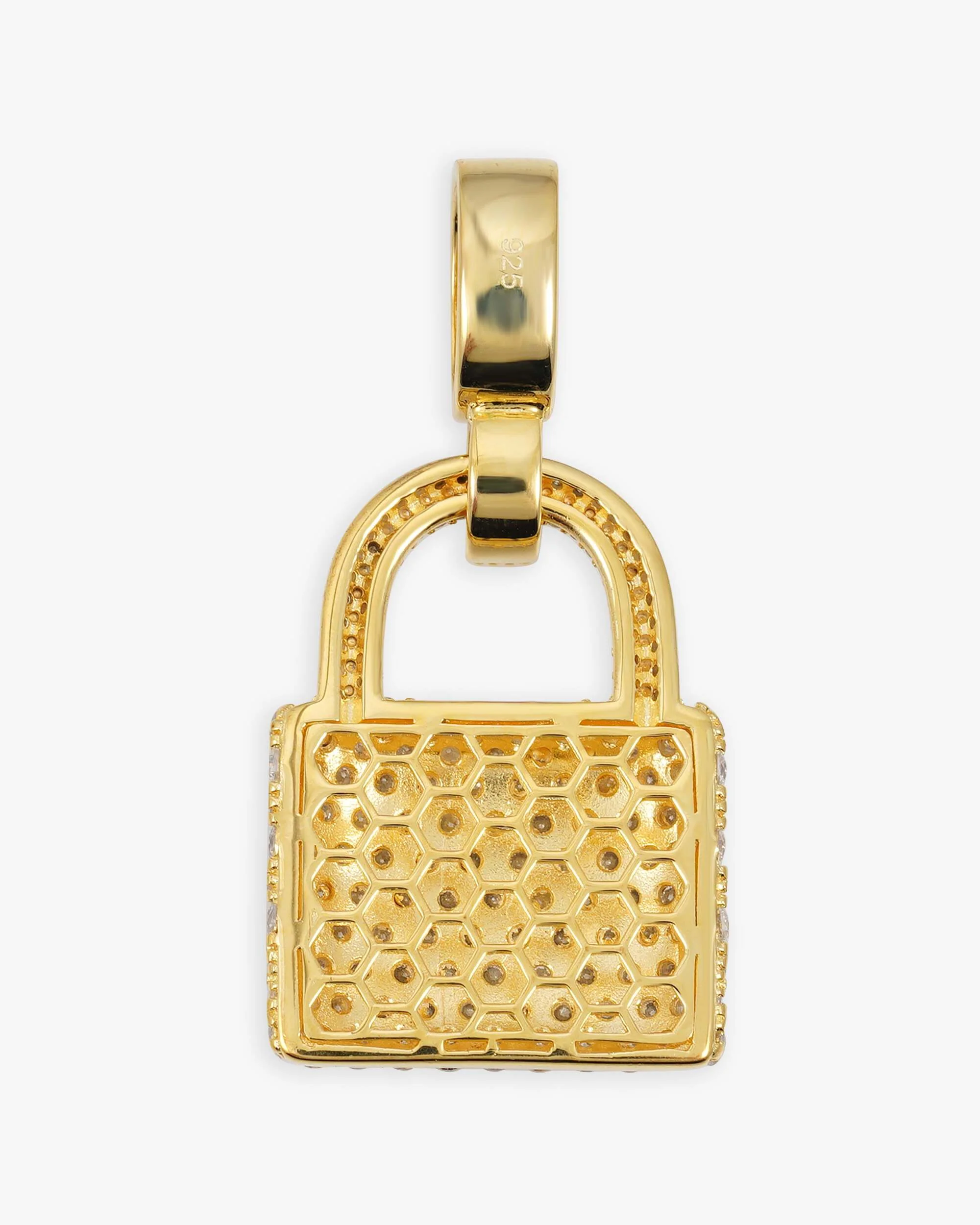 Moissanite Padlock Pendant 14K Gold - Image 8