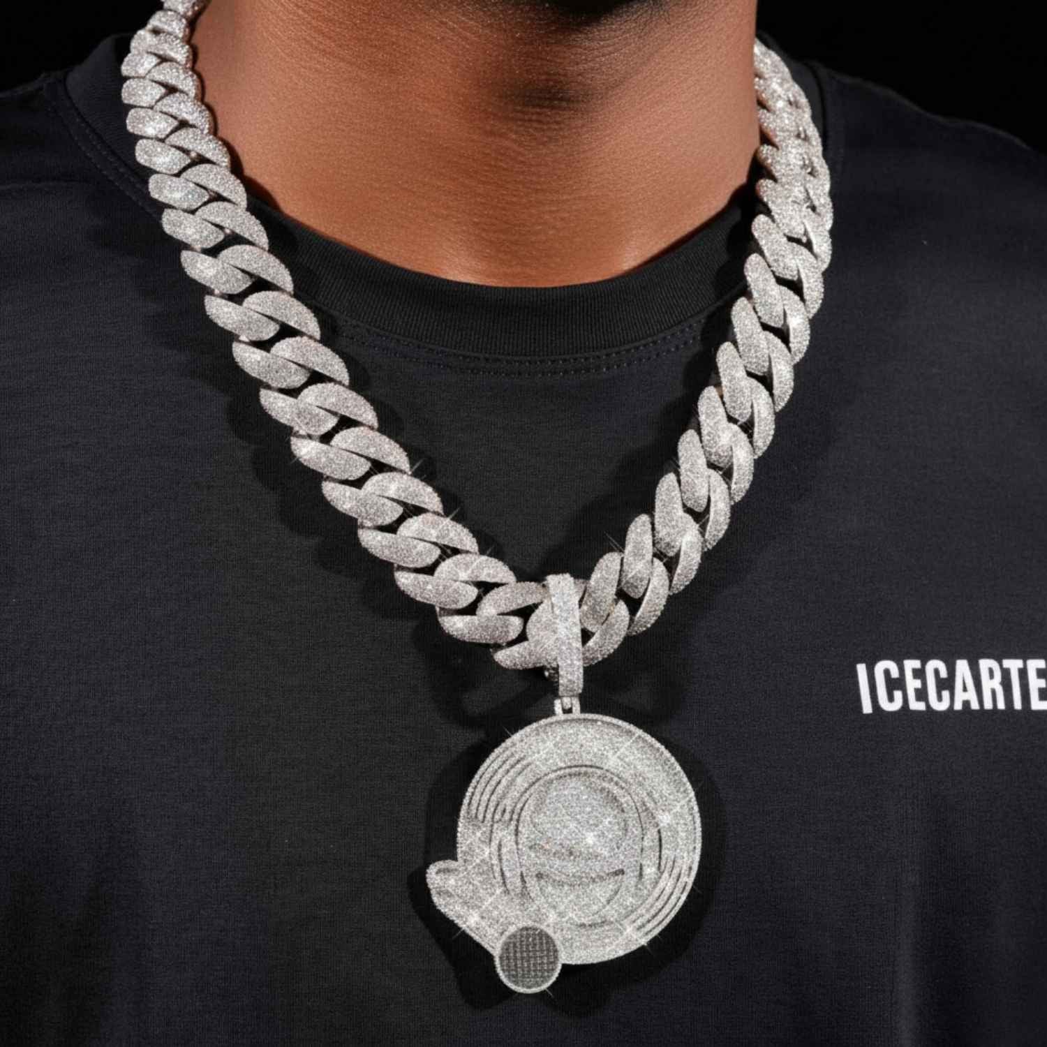 Moissanite Rapper Logo Custom Pendant 14K Gold - Image 2