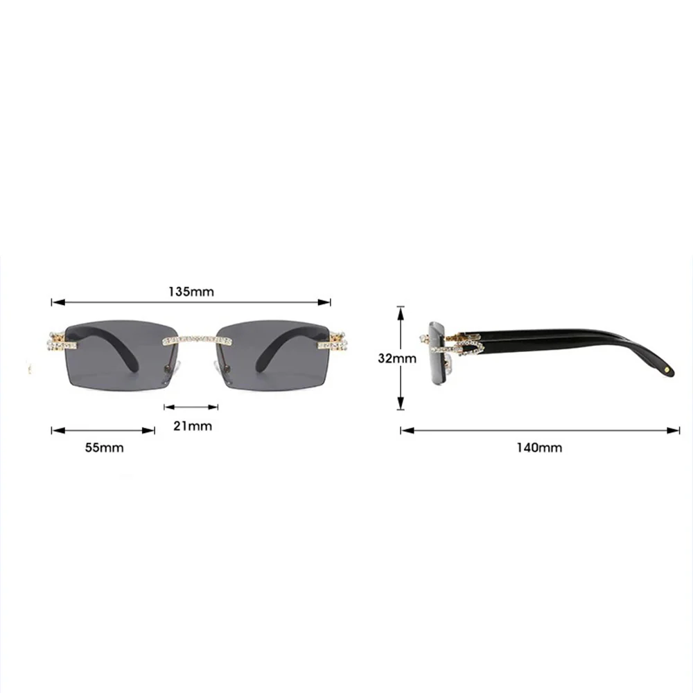 Moissanite Rimless Sunglasses 14K Gold - Image 8