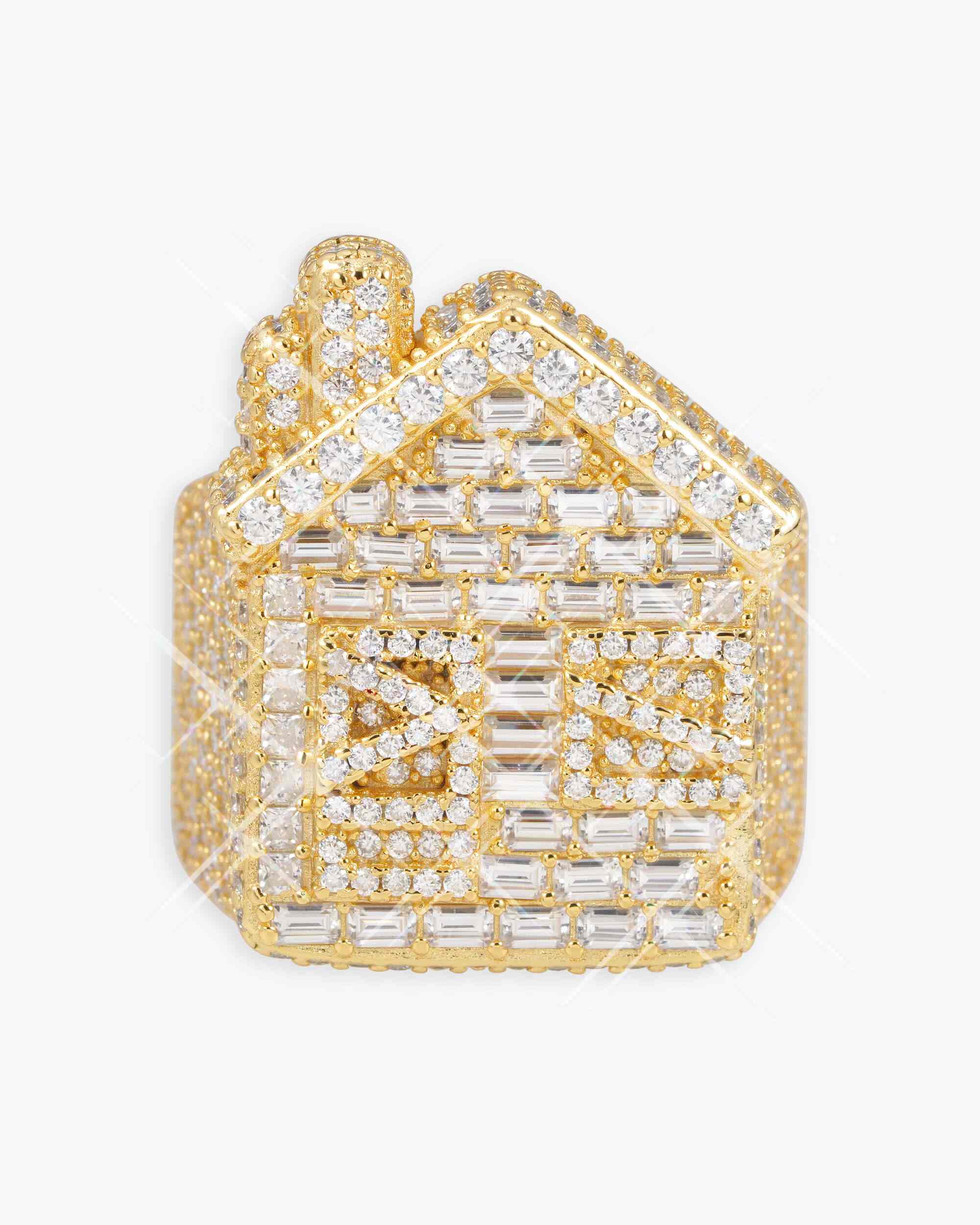 Moissanite Trap House Ring 14K Gold - Image 2