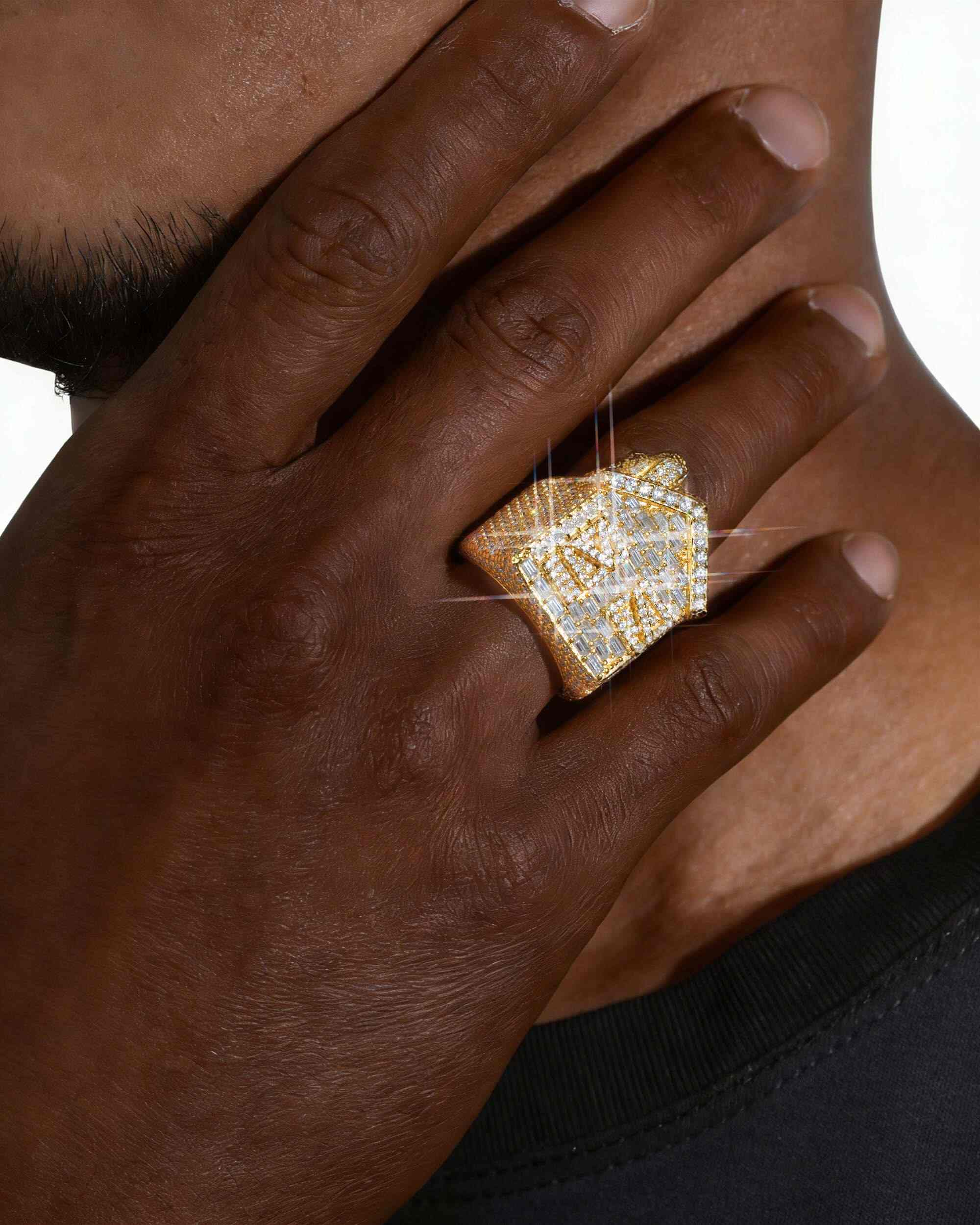 Moissanite Trap House Ring 14K Gold - Image 4