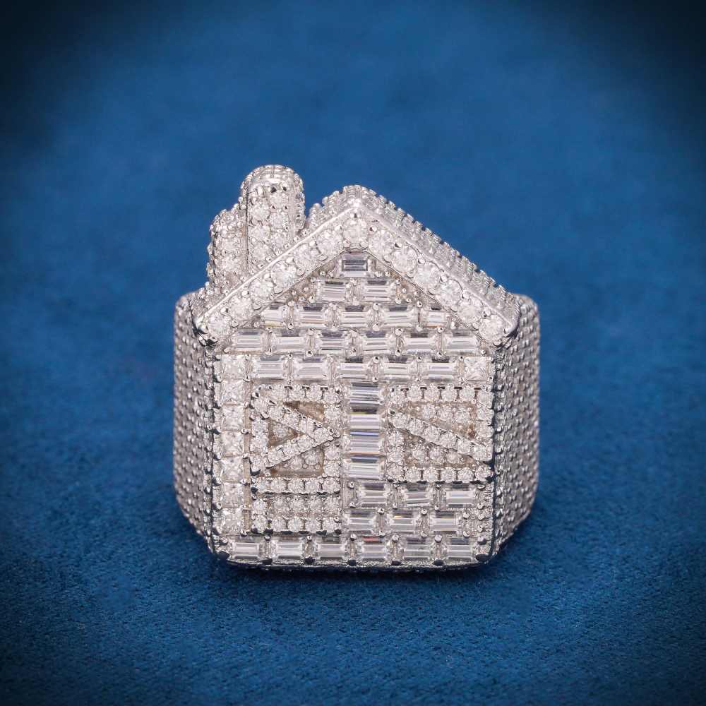 Moissanite Trap House Ring 14K Gold - Image 9