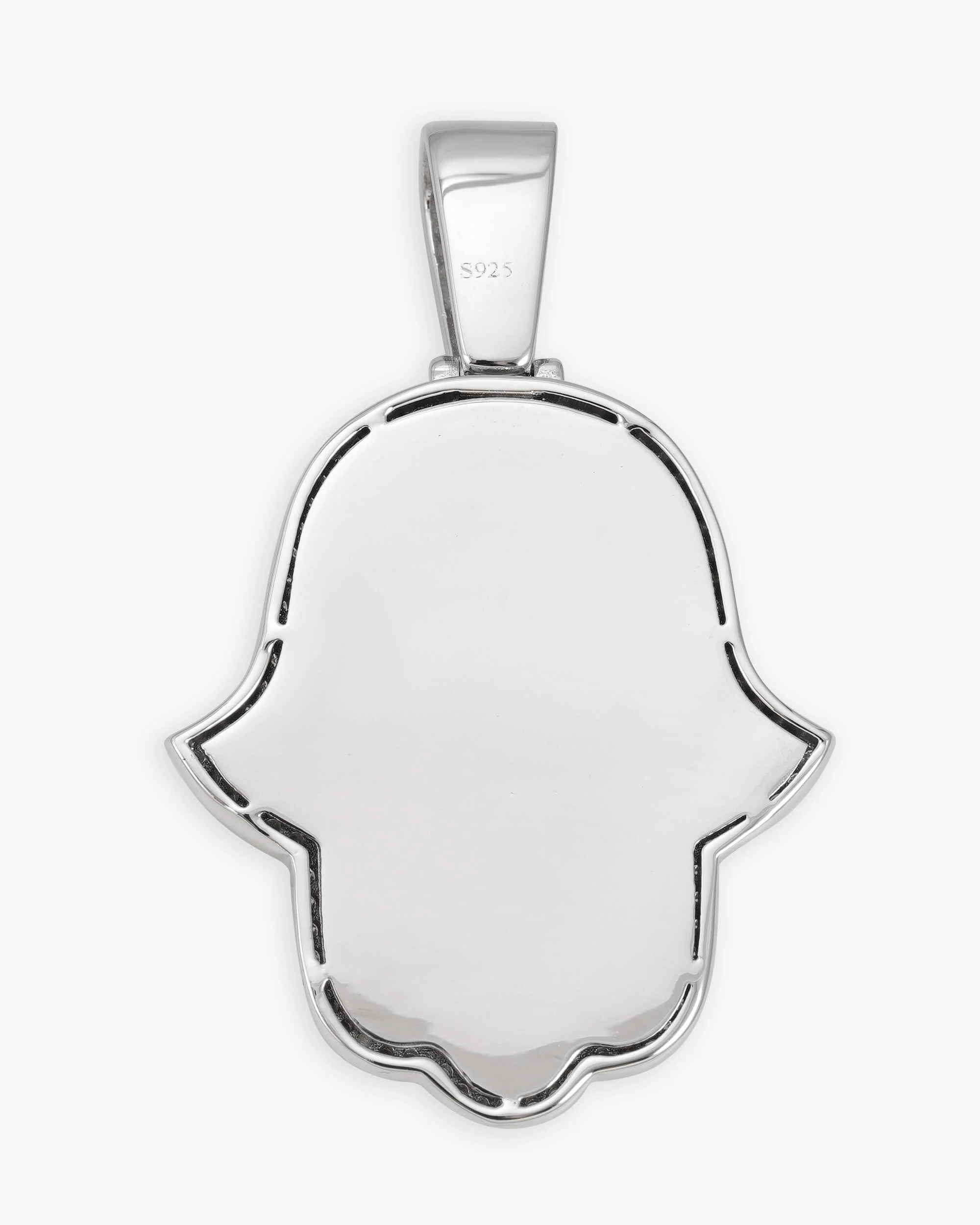 Moissanite Two Tone Hamsa Hand Pendant 14K Gold - Image 7