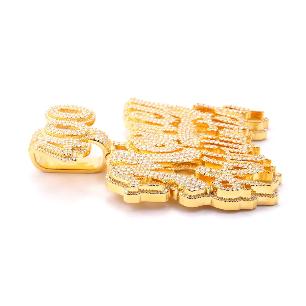 "MONEY ATTITUDE" Custom Moissanite Pendant 14K Yellow Gold - Image 3