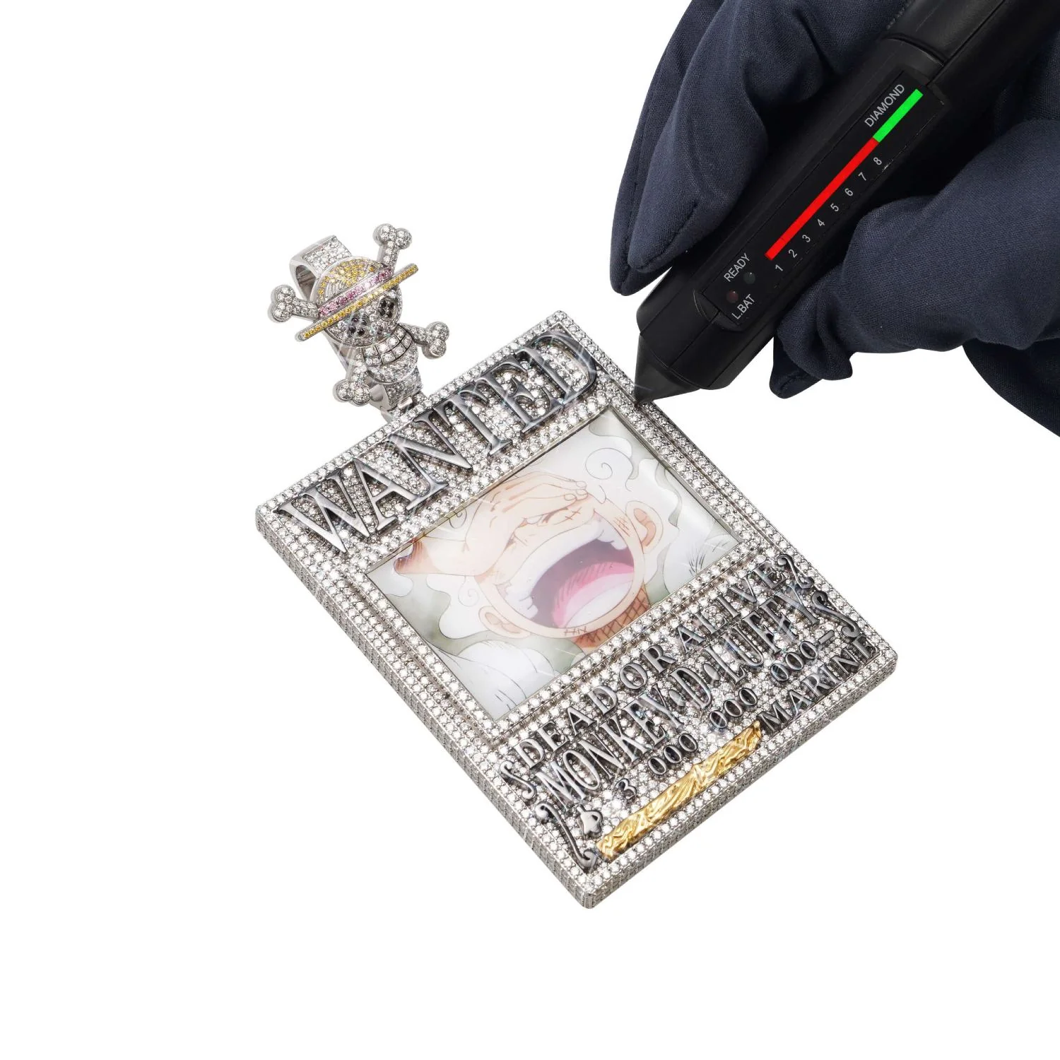 "MONKEY D LUFFY" Custom Logo Moissanite Pendant 14K Gold - Image 4
