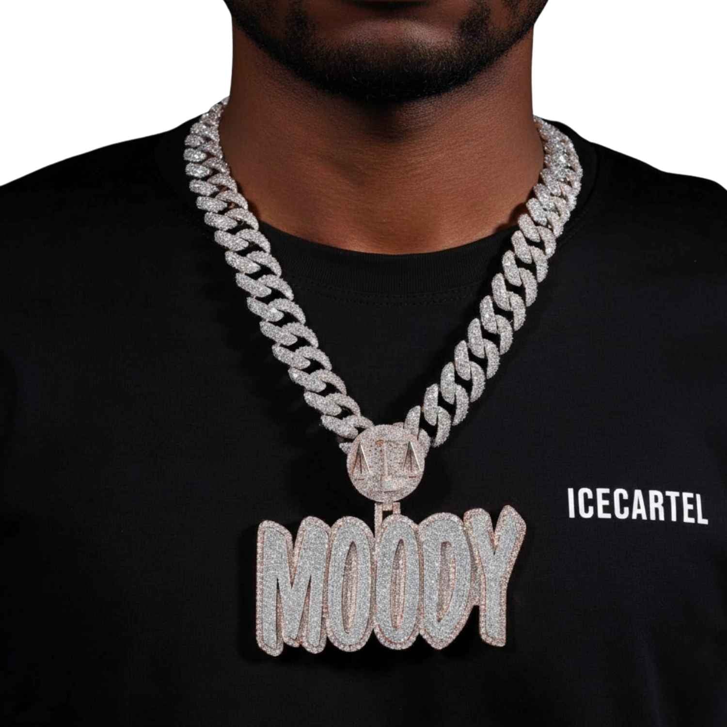 "MOODY" Custom Moissanite Name Pendant 14K Gold - Image 2