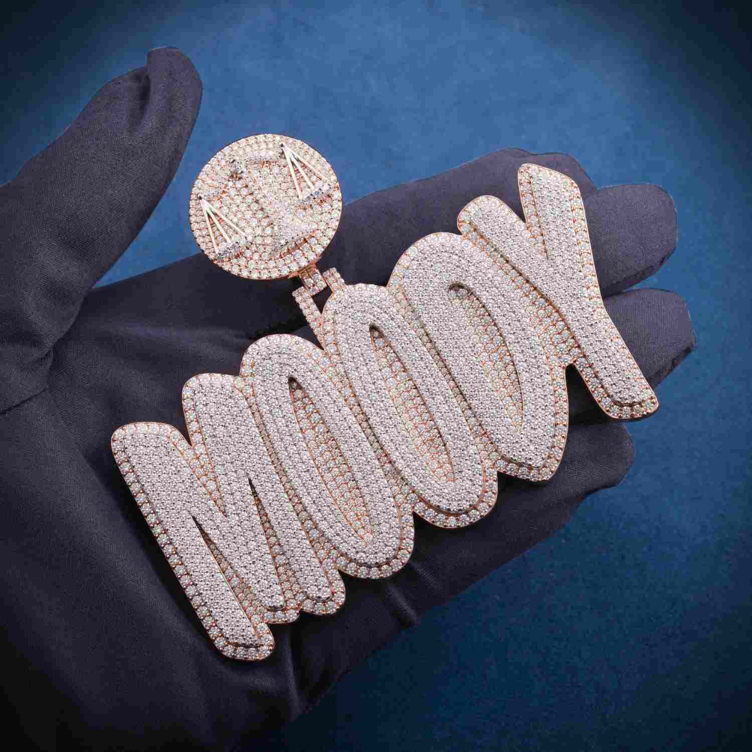 "MOODY" Custom Moissanite Name Pendant 14K Gold - Image 4
