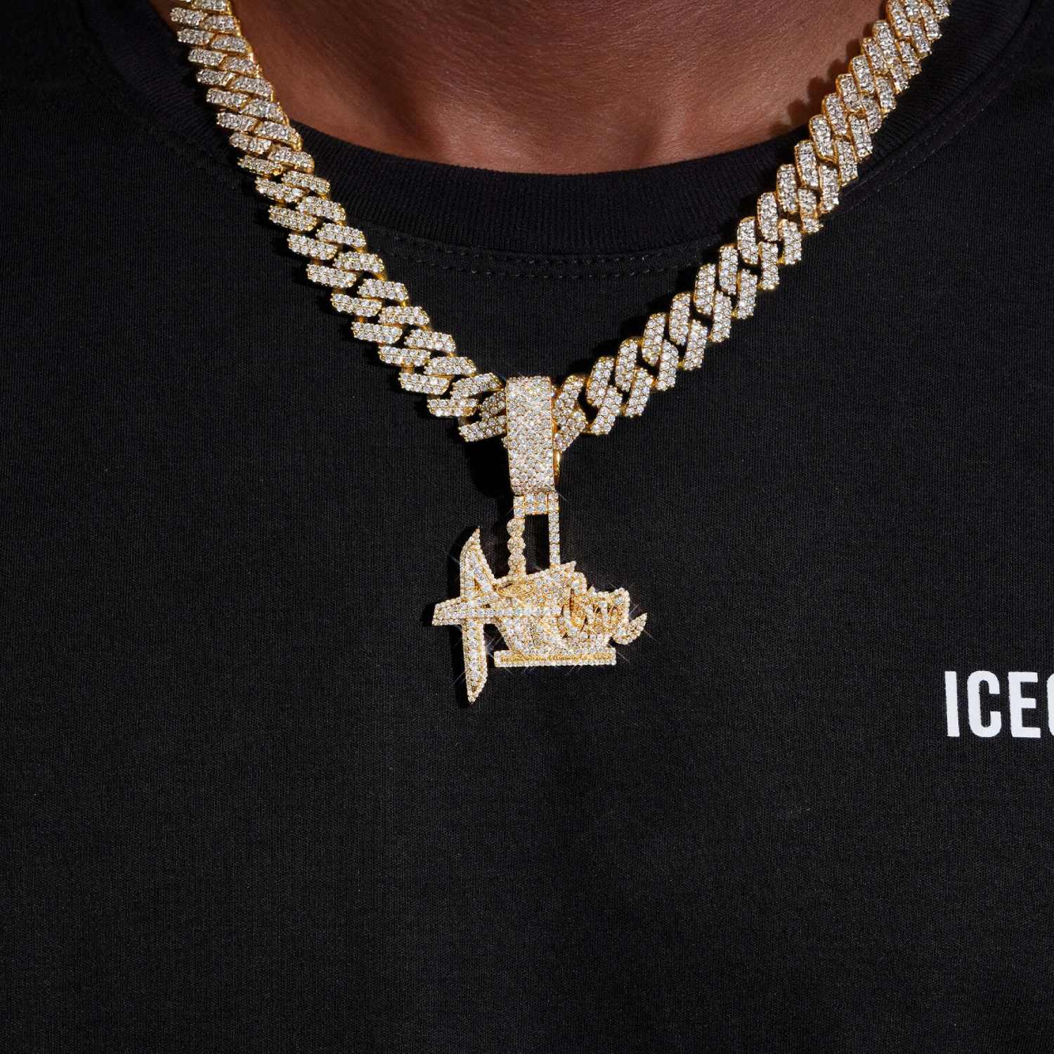 "MOVIE PRODUCTION" Custom Logo Moissanite Pendant 14K Gold - Image 2