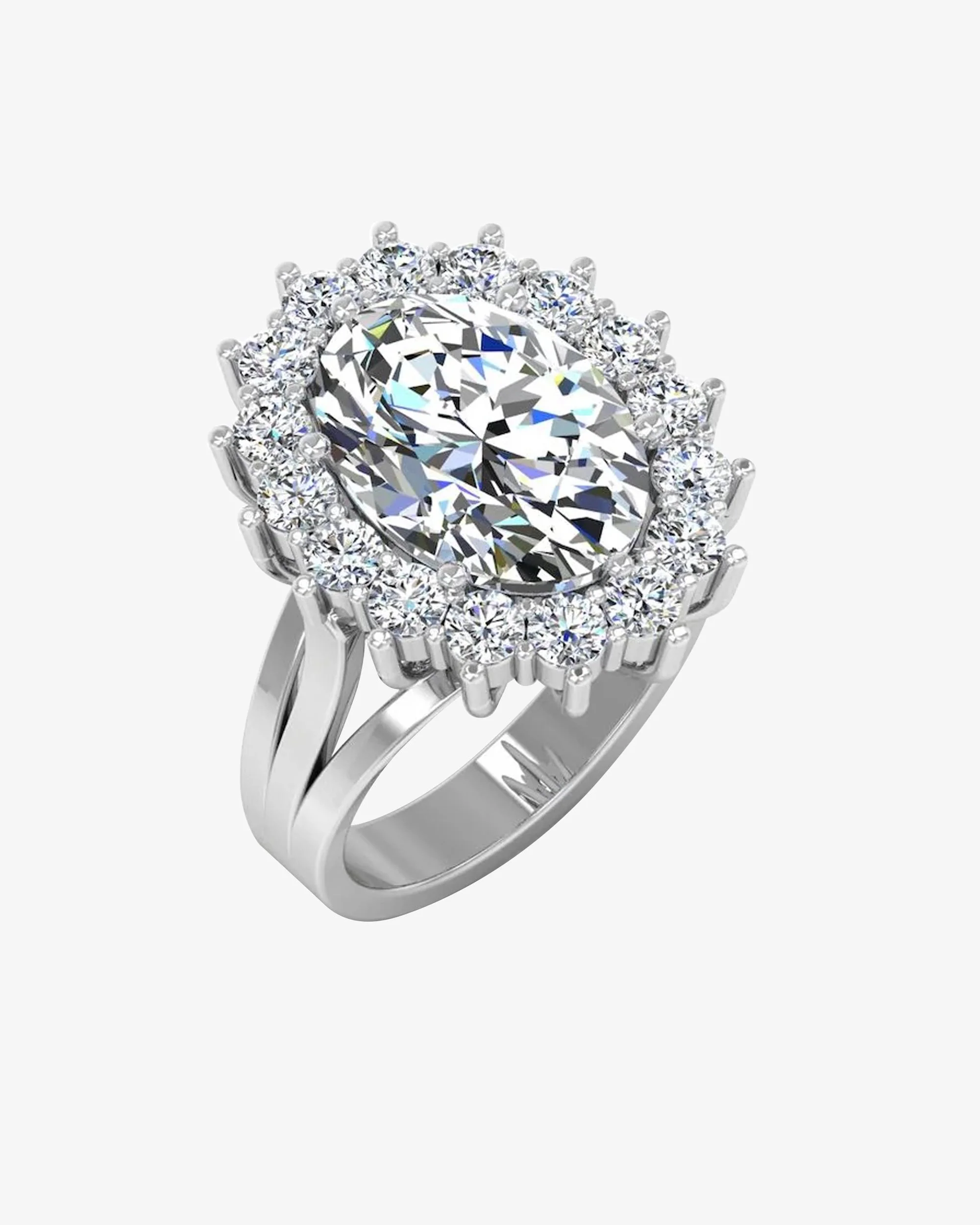 Oval Halo Moissanite Engagement Ring
