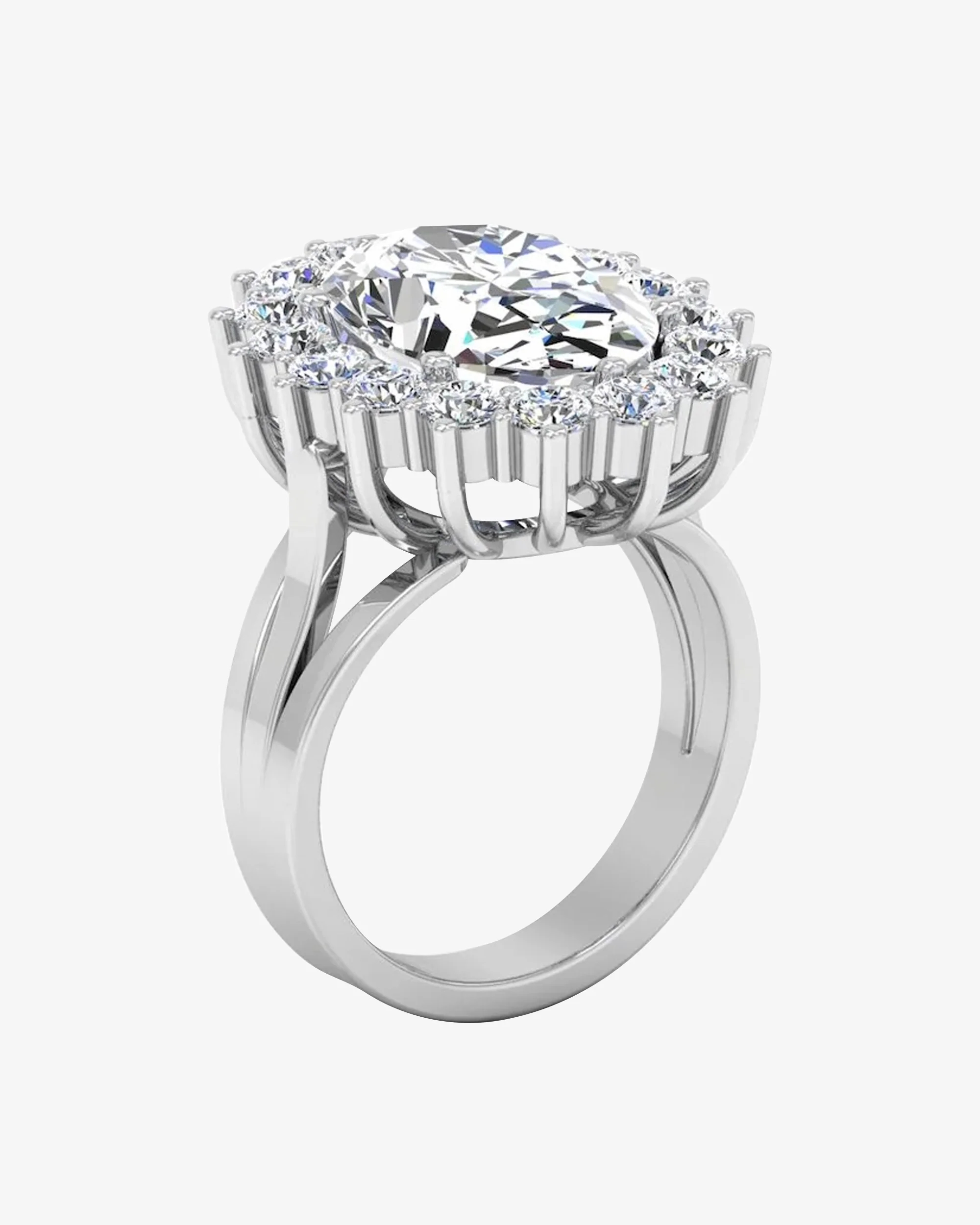 Oval Halo Moissanite Engagement Ring - Image 3