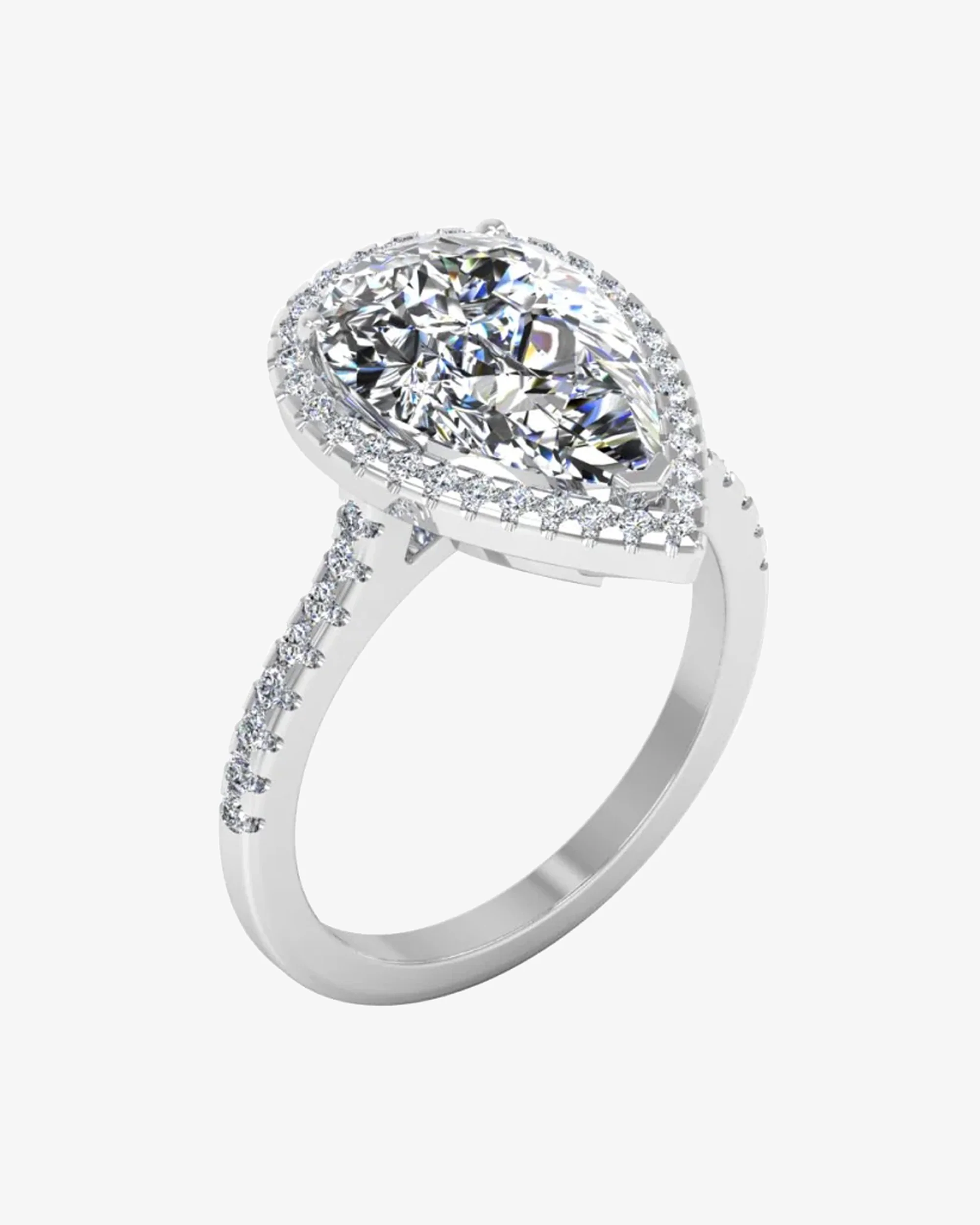 Pear Cut Moissanite Petite Halo Engagement Ring - Image 3