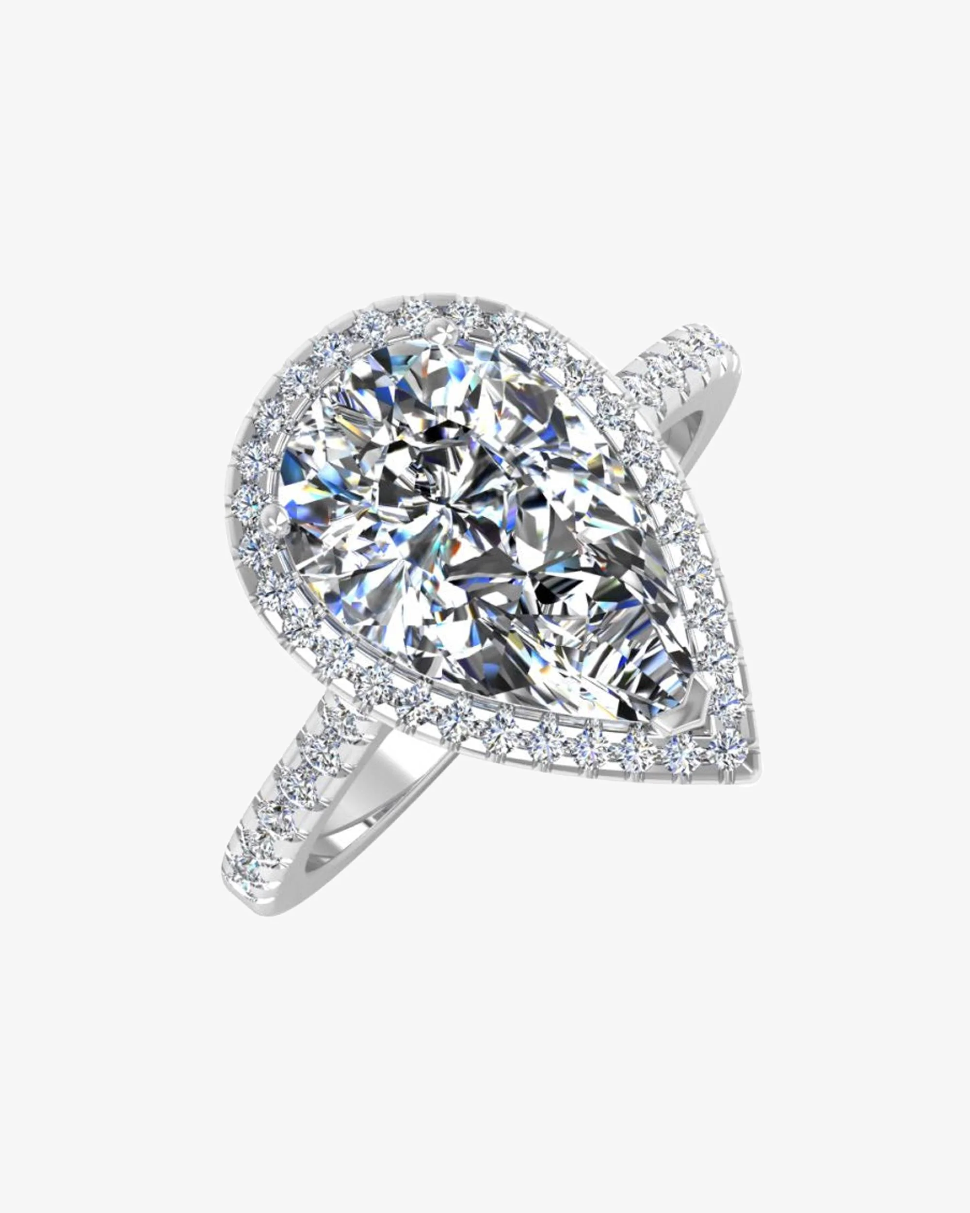 Pear Cut Moissanite Petite Halo Engagement Ring - Image 4