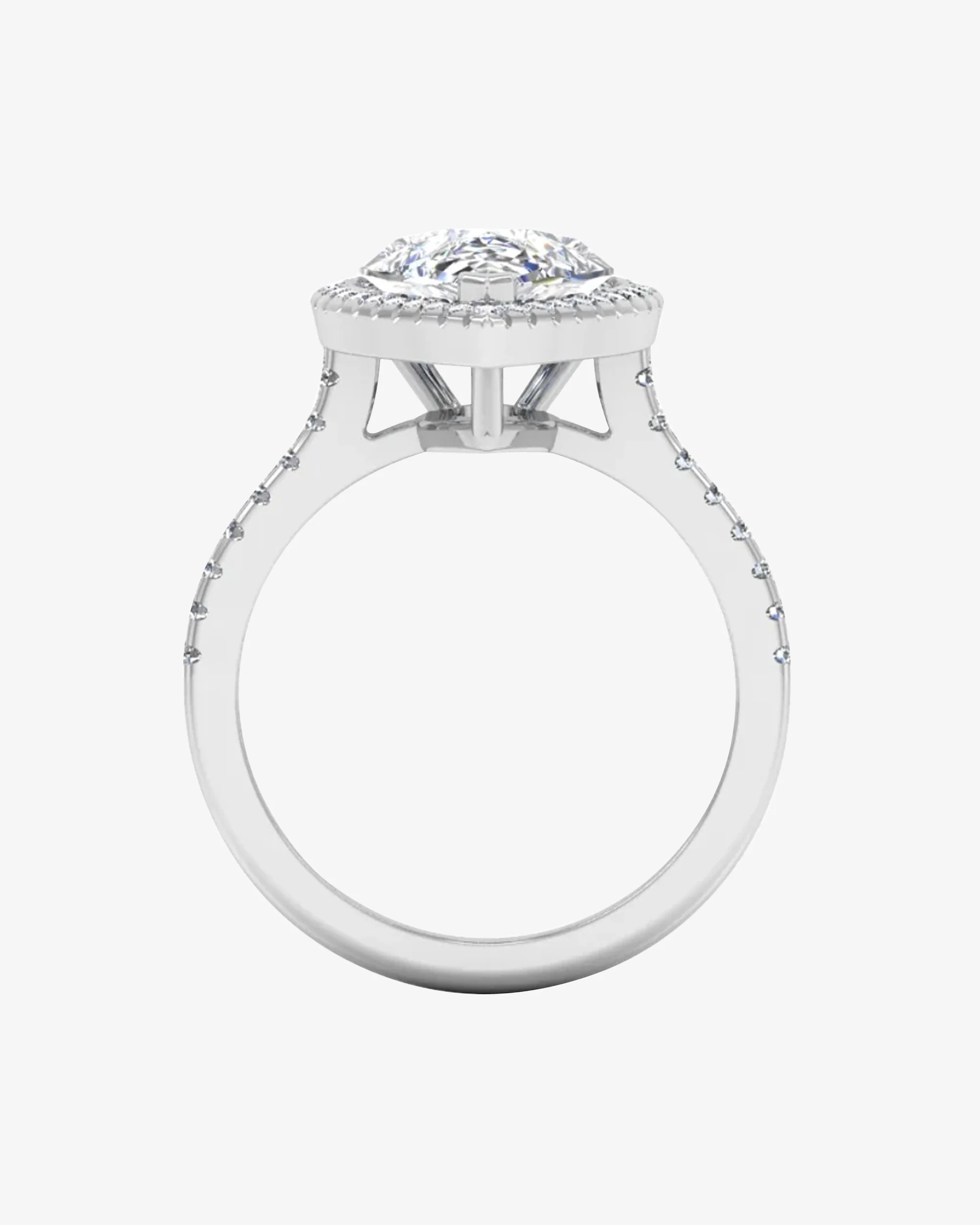Pear Cut Moissanite Petite Halo Engagement Ring - Image 6