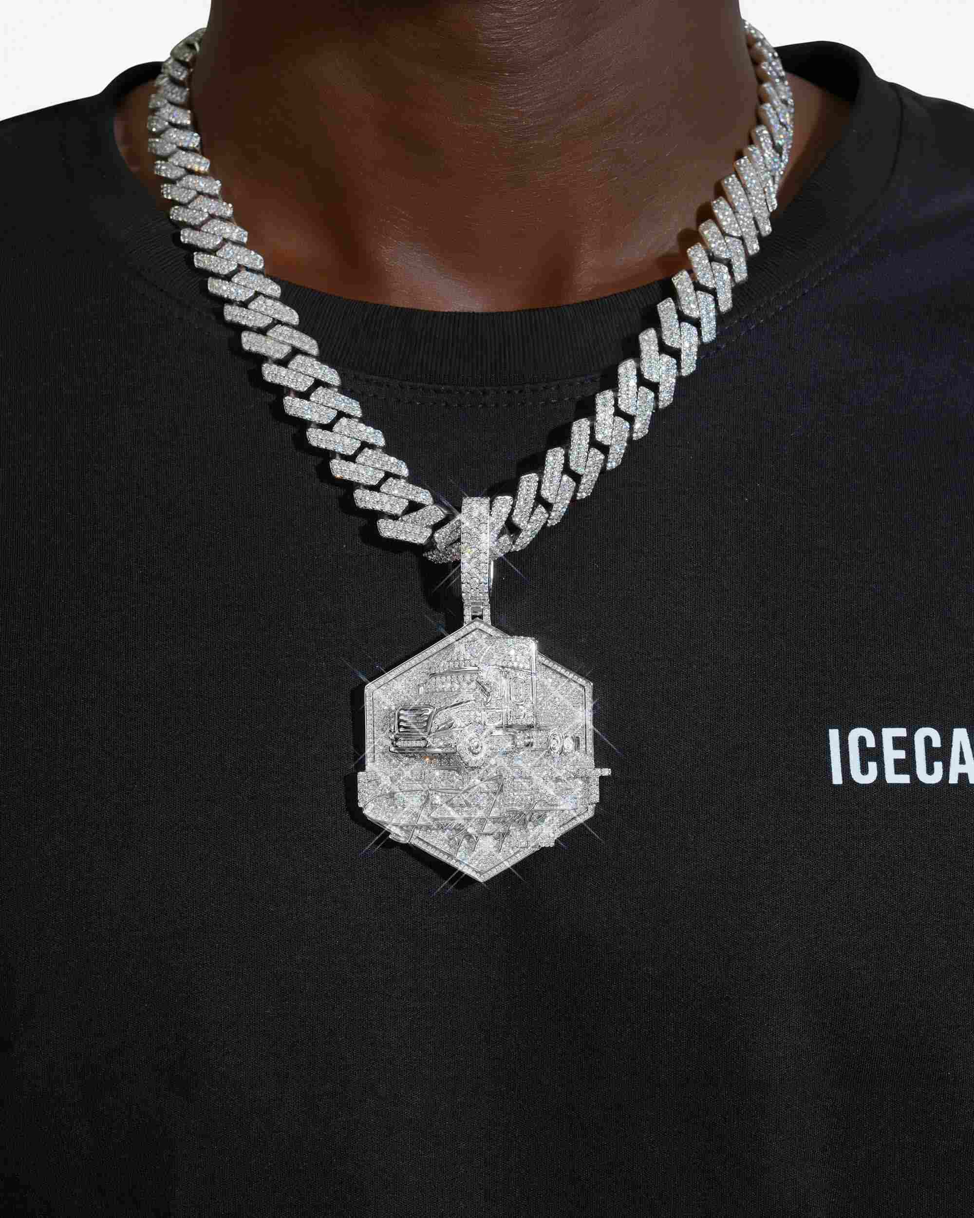 "PERFECT TRUCKER" Custom Moissanite Logo Pendant 14K Gold - Image 2
