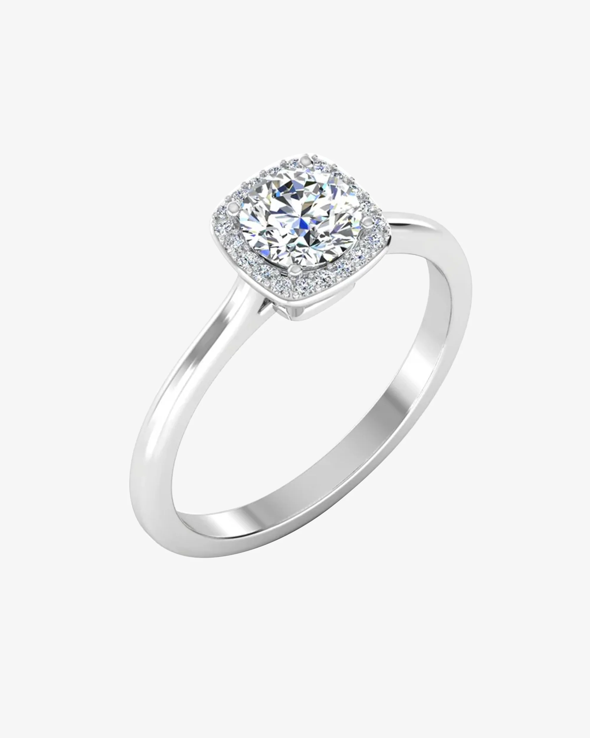 Petite Halo Brilliant Cut Moissanite Engagement Ring
