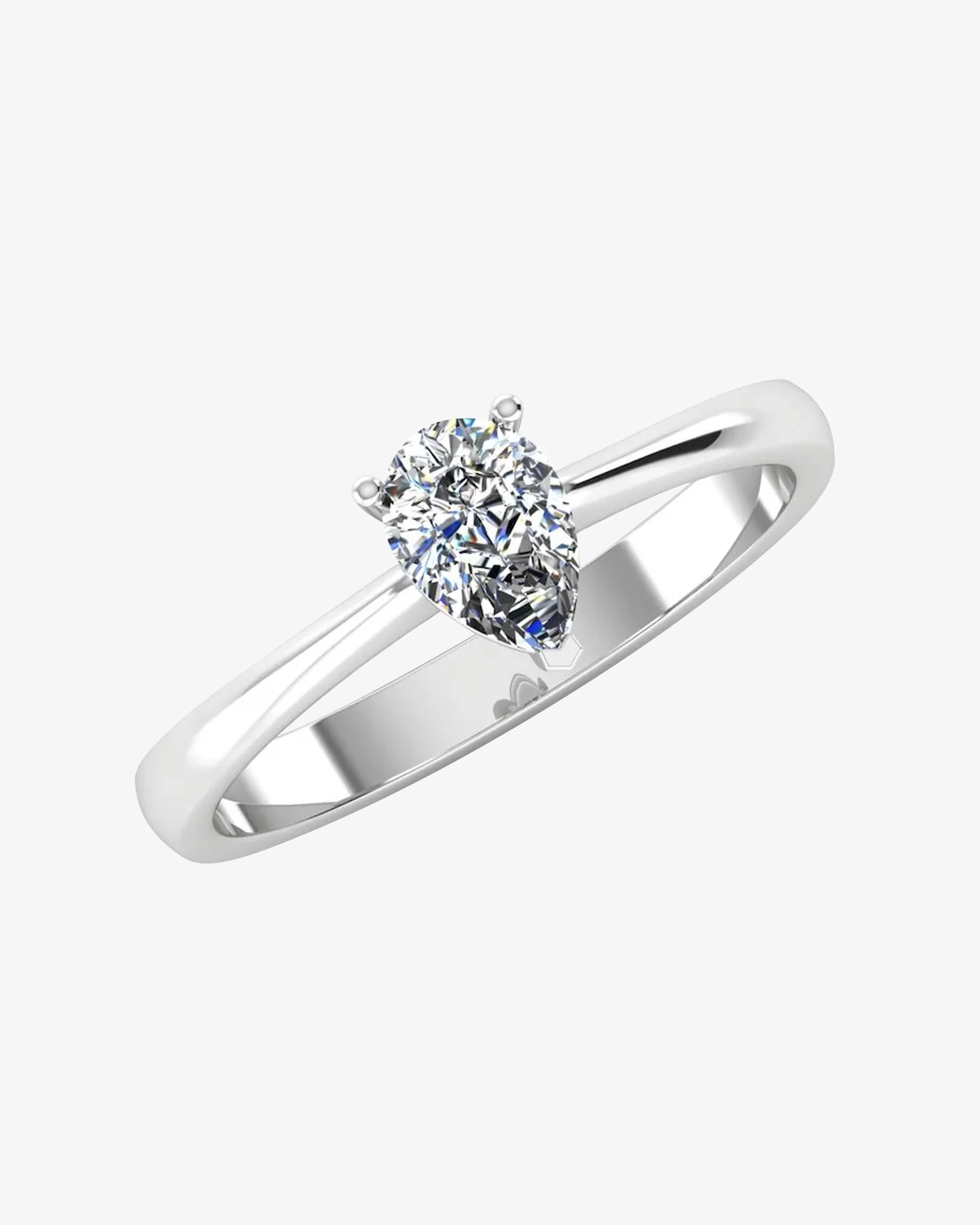 Petite Pear Solitaire Moissanite Engagement Ring