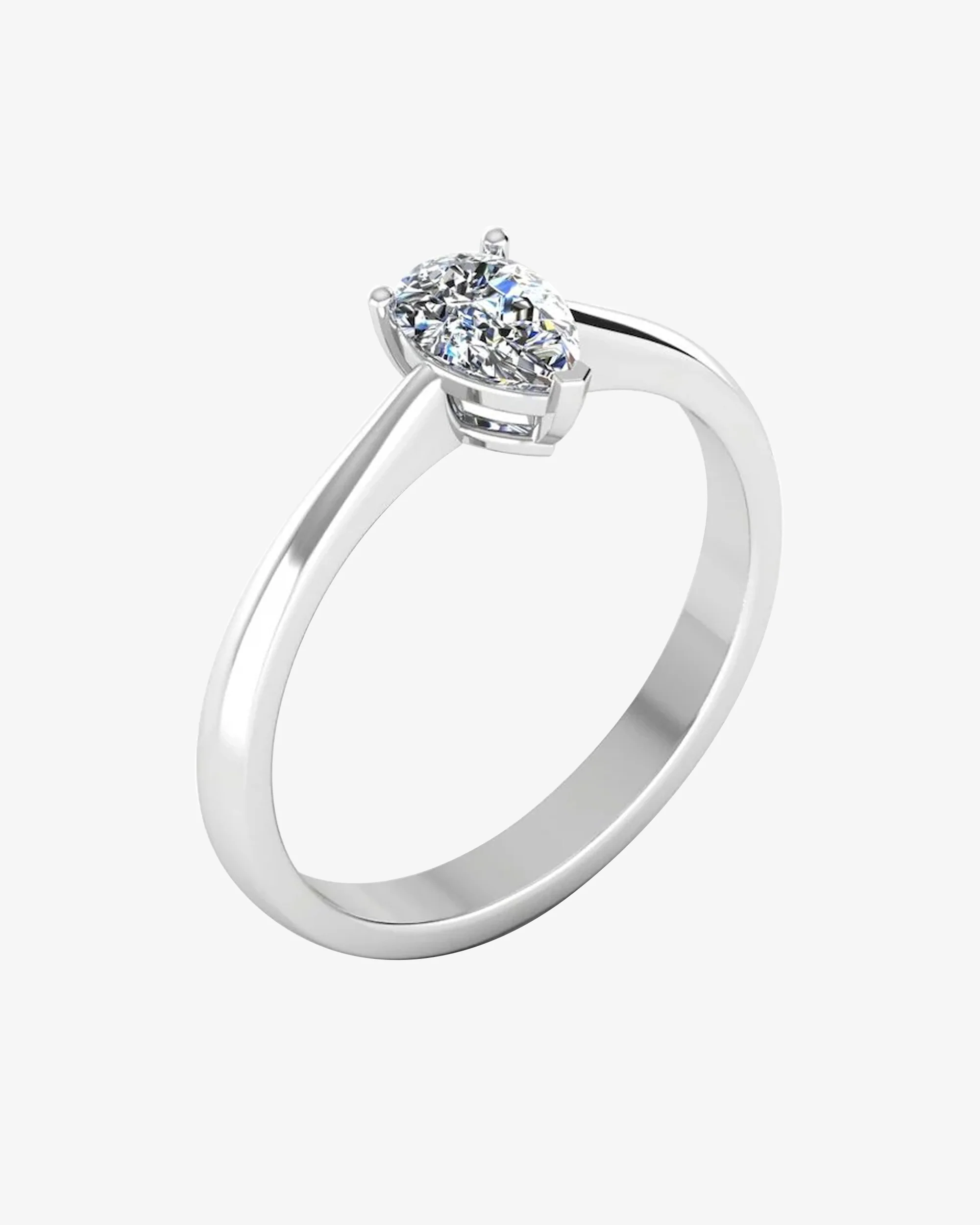 Petite Pear Solitaire Moissanite Engagement Ring - Image 3