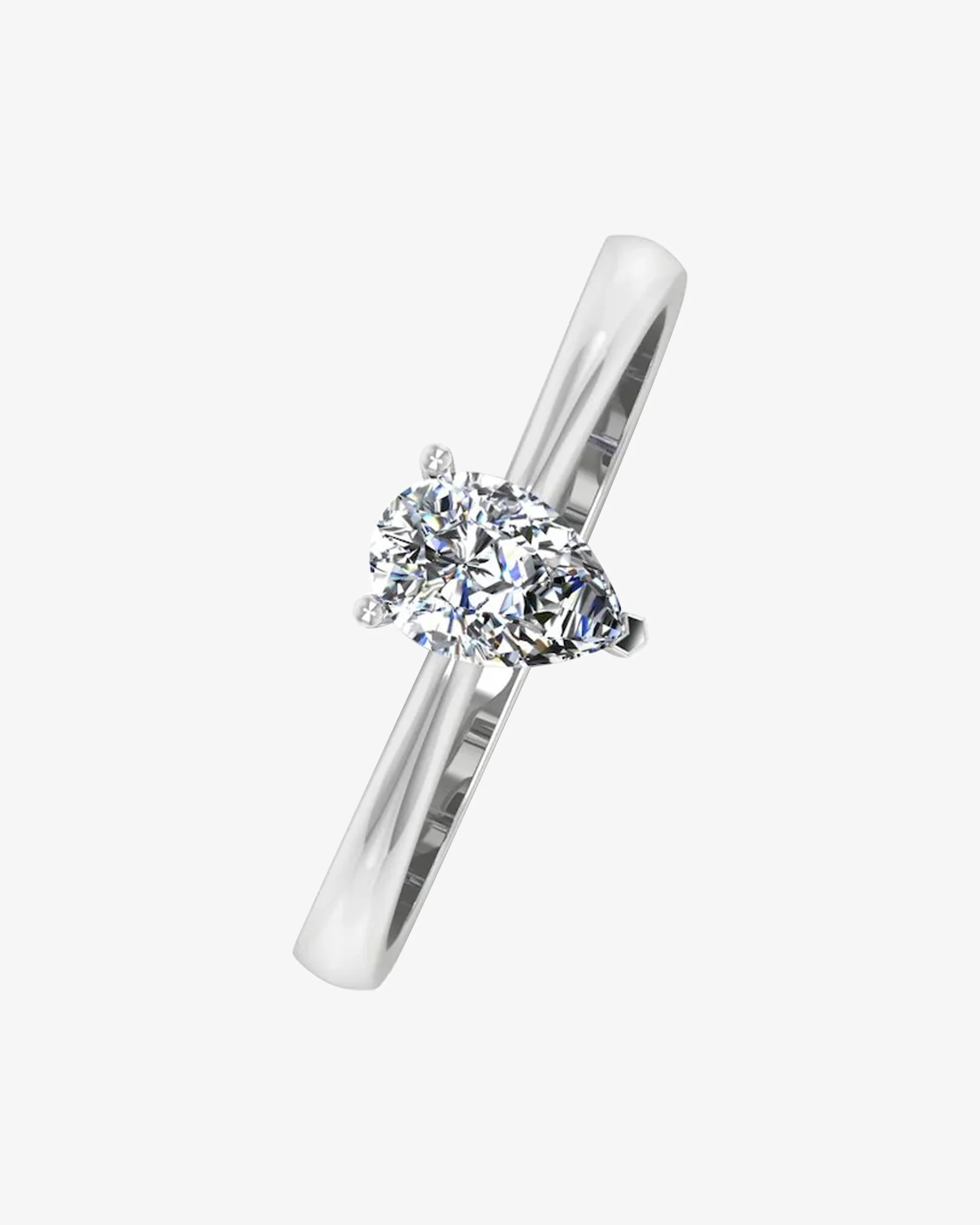 Petite Pear Solitaire Moissanite Engagement Ring - Image 4
